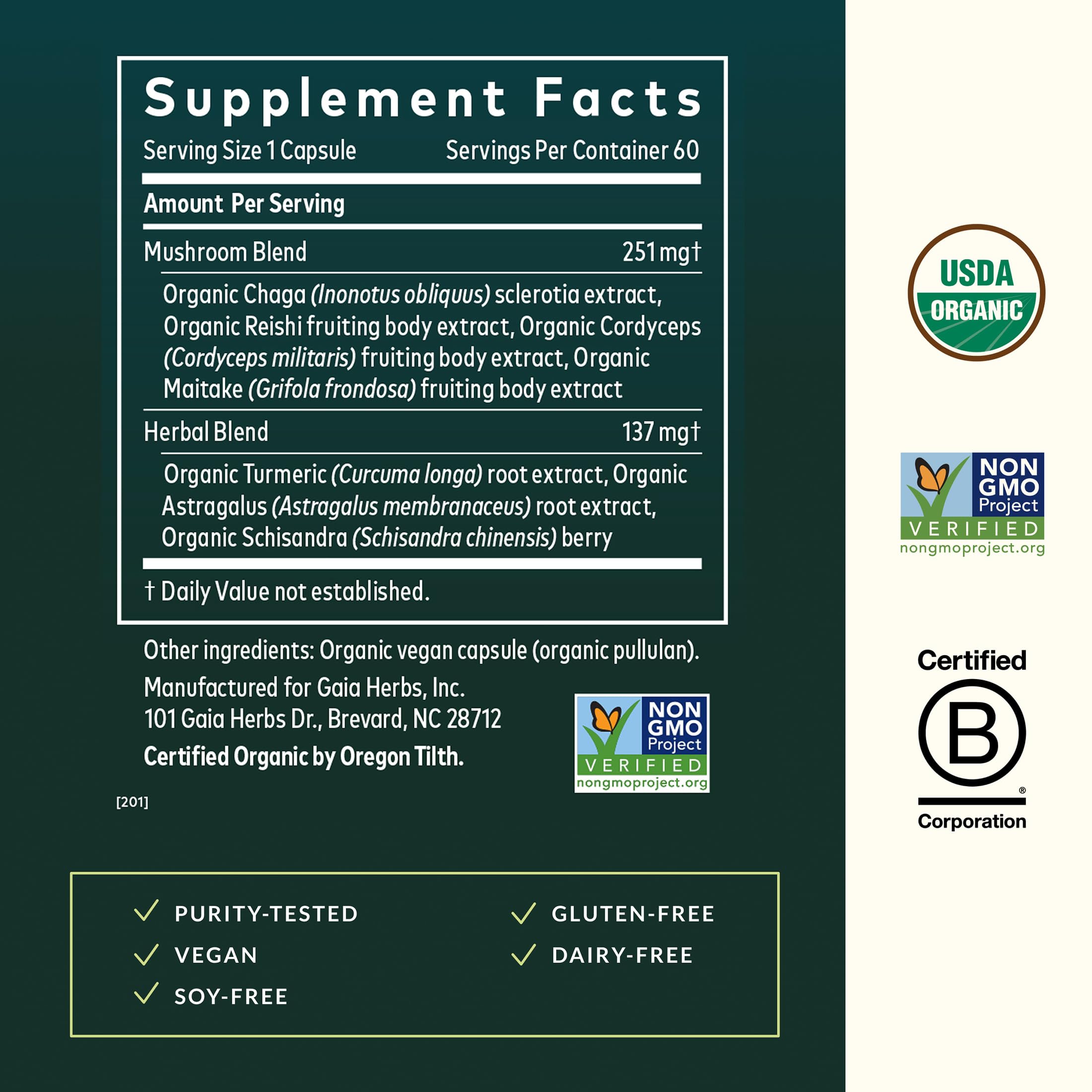 Gaia Herbs Astragalus Daily Wellness Support Supplement packaging