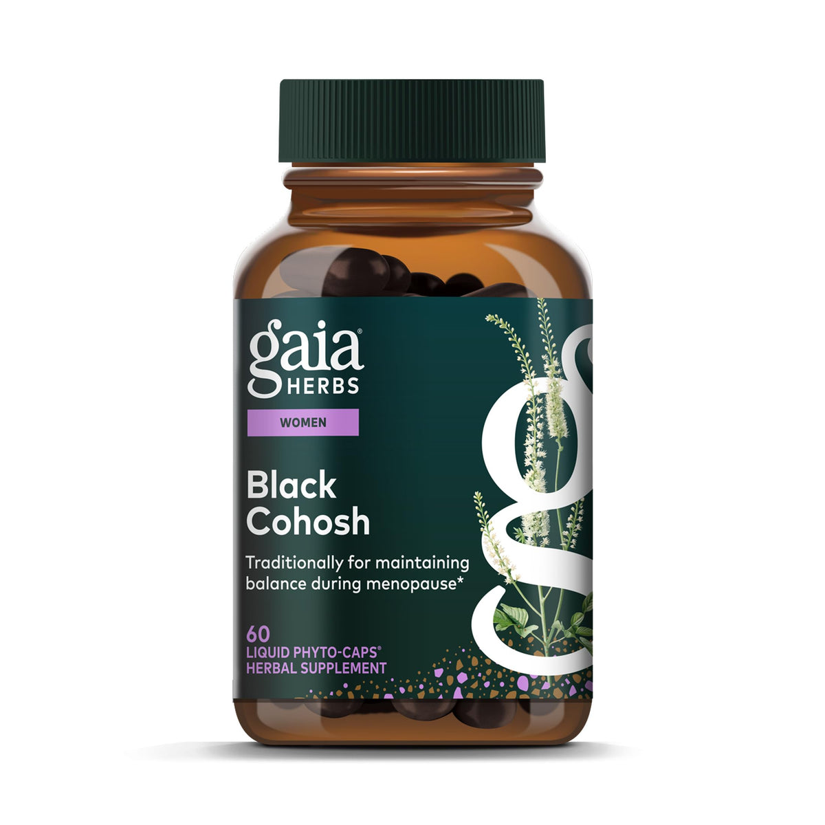 Gaia Herbs Black Cohosh 60 vegan capsules front view