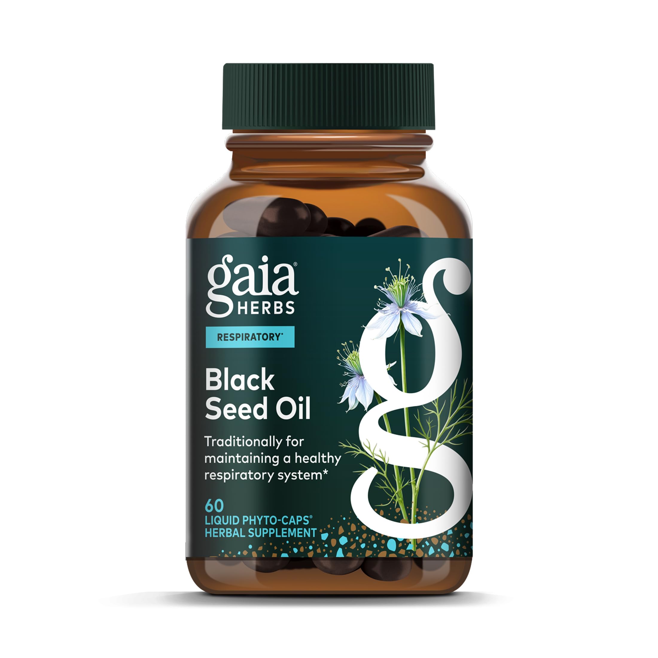 Gaia Herbs Black Seed Oil 400mg bottle front view