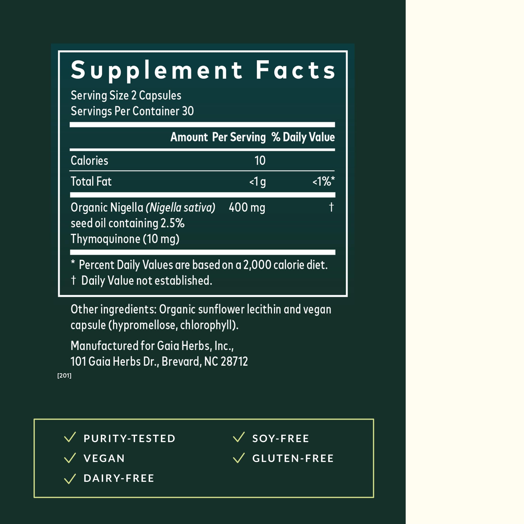 Gaia Herbs Black Seed Oil 400mg capsules close-up