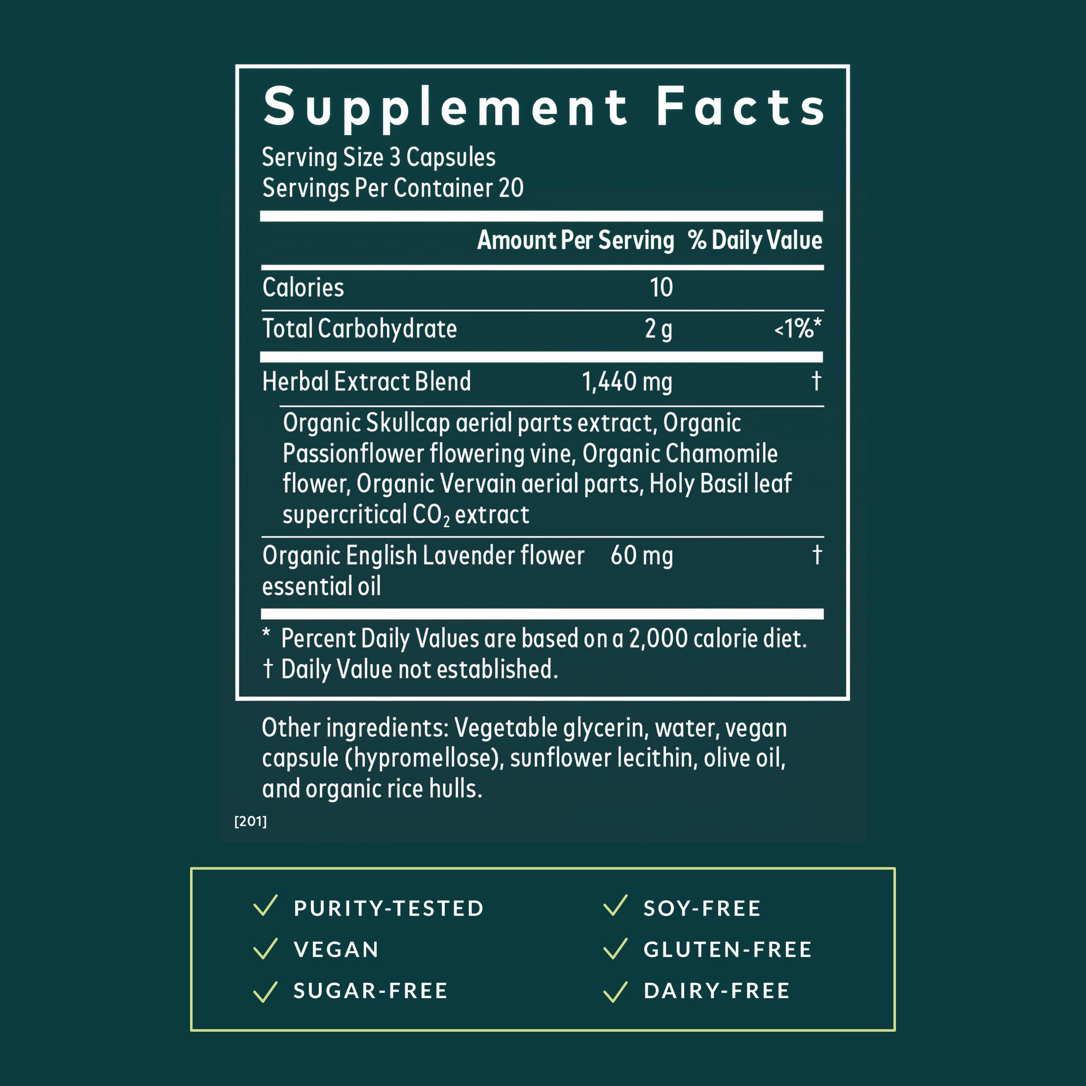 Gaia Herbs Calm A.S.A.P. supplement capsules on a table