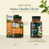 Gaia Herbs Cordyceps Mushroom Extract supplement on a wooden table