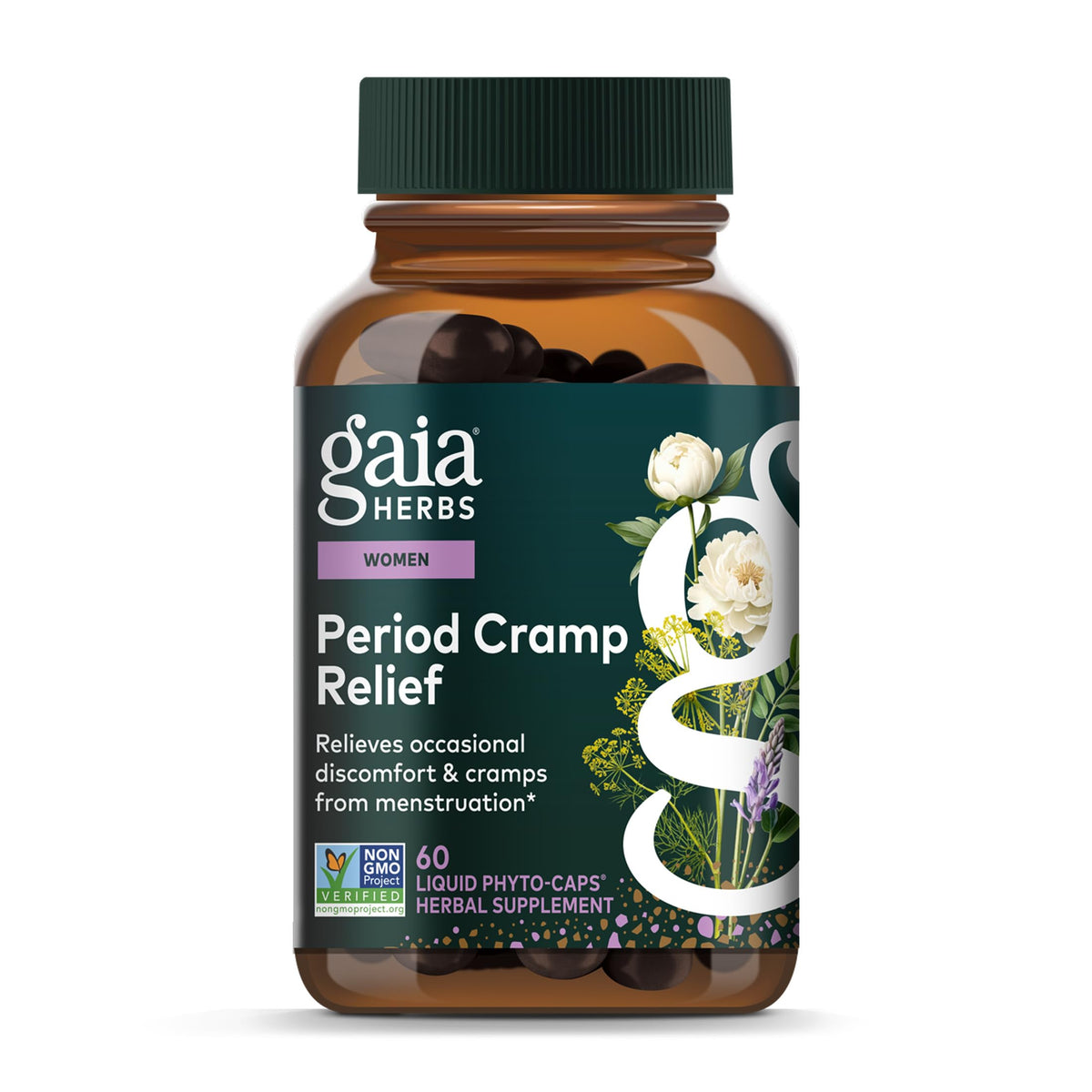 Gaia Herbs Cramp Relief Supplement front view packaging