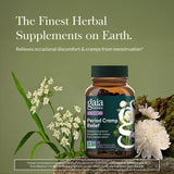 Gaia Herbs Cramp Relief Supplement side view with capsule