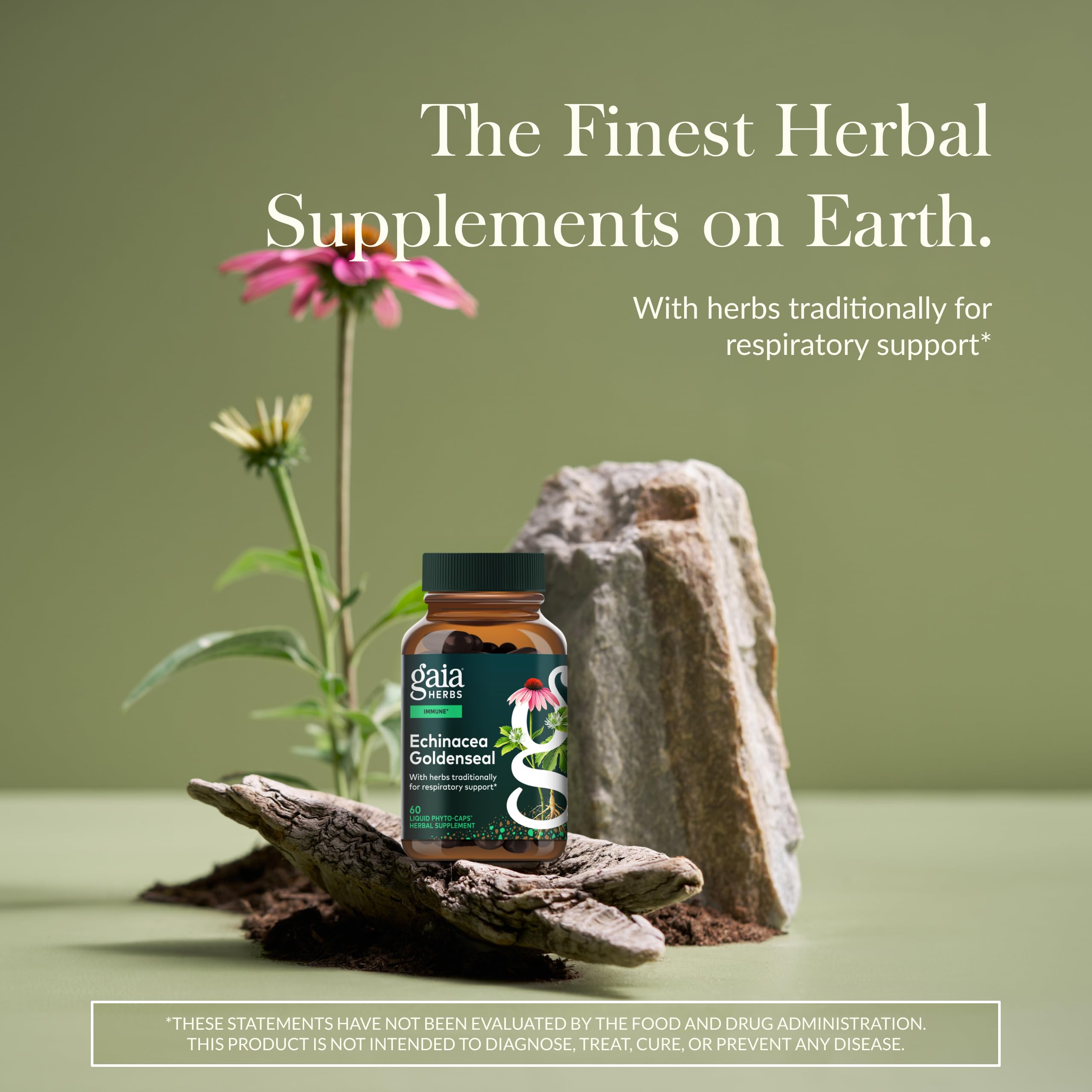 Gaia Herbs Echinacea Goldenseal capsules in bottle