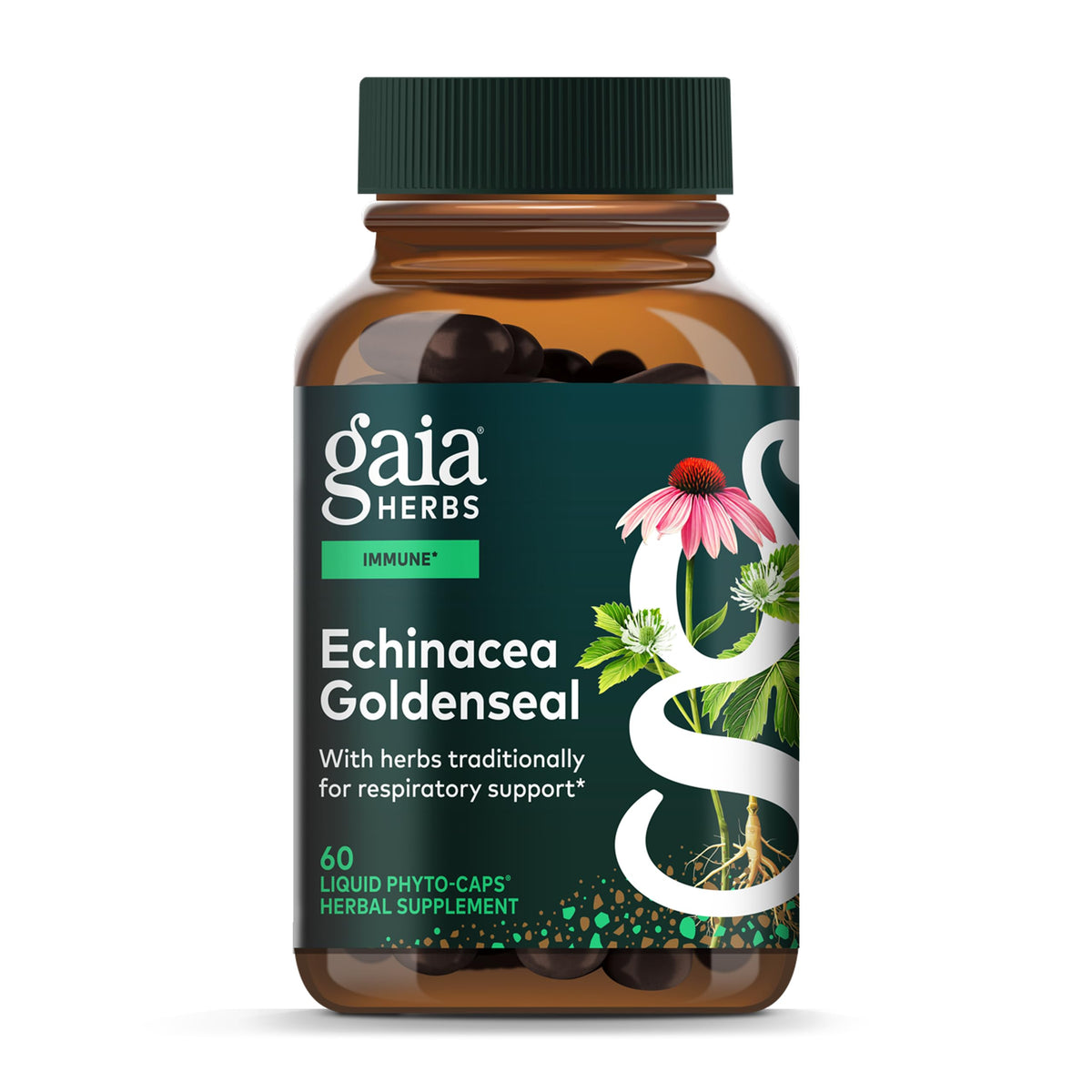 Gaia Herbs Echinacea Goldenseal Herbal Supplement front view