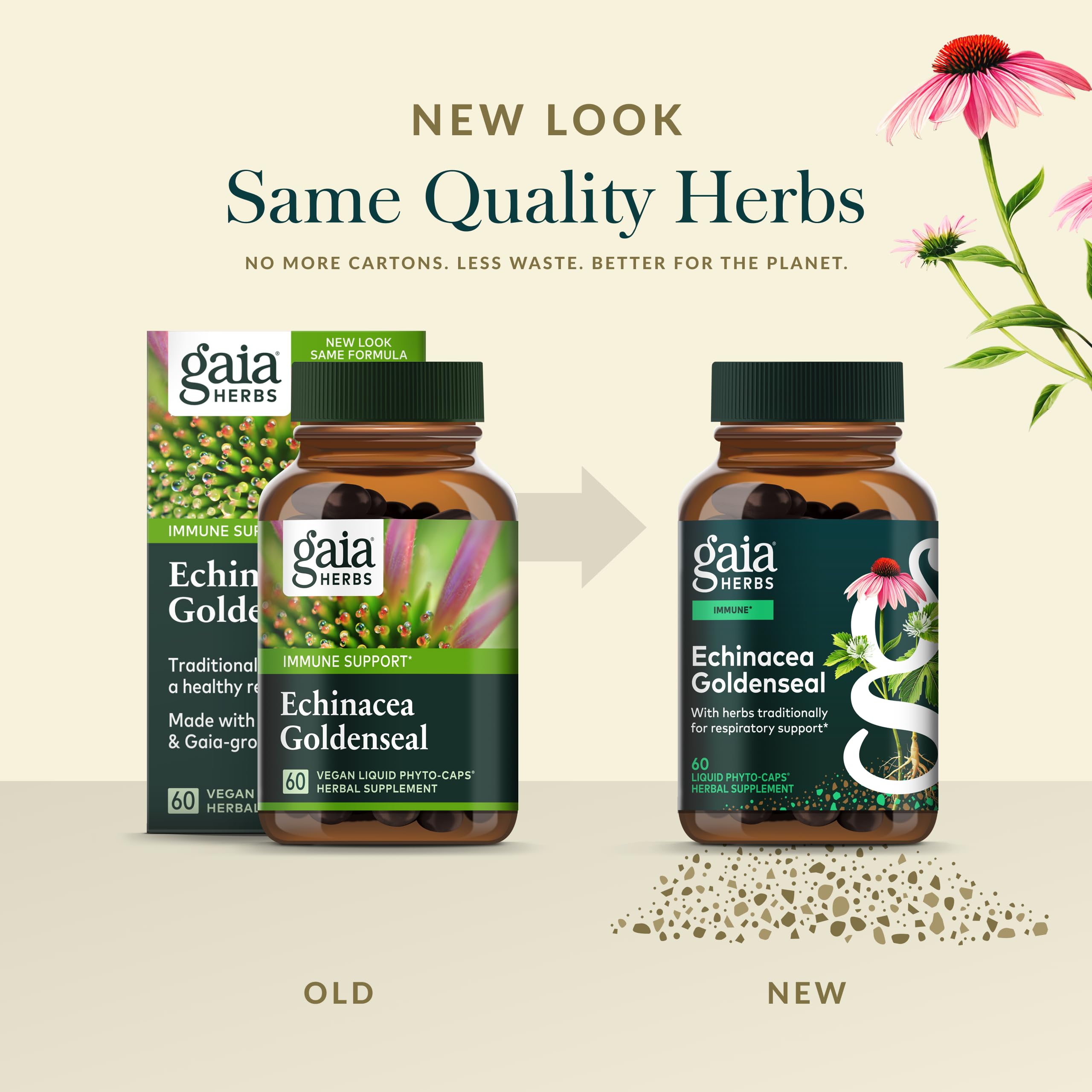Gaia Herbs Echinacea Goldenseal herbal supplement side view