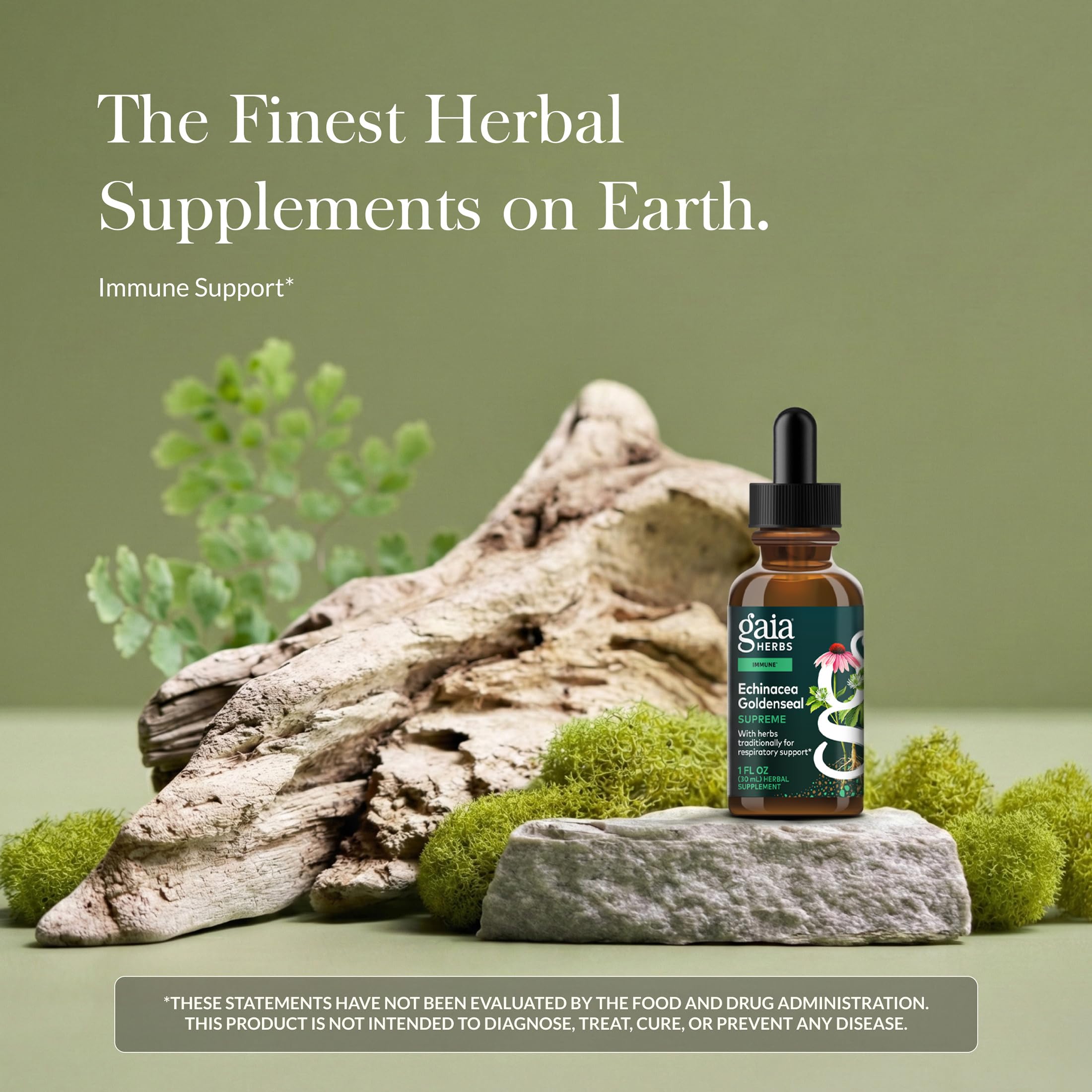 Gaia Herbs Echinacea Goldenseal Liquid Extract 77g bottle side view