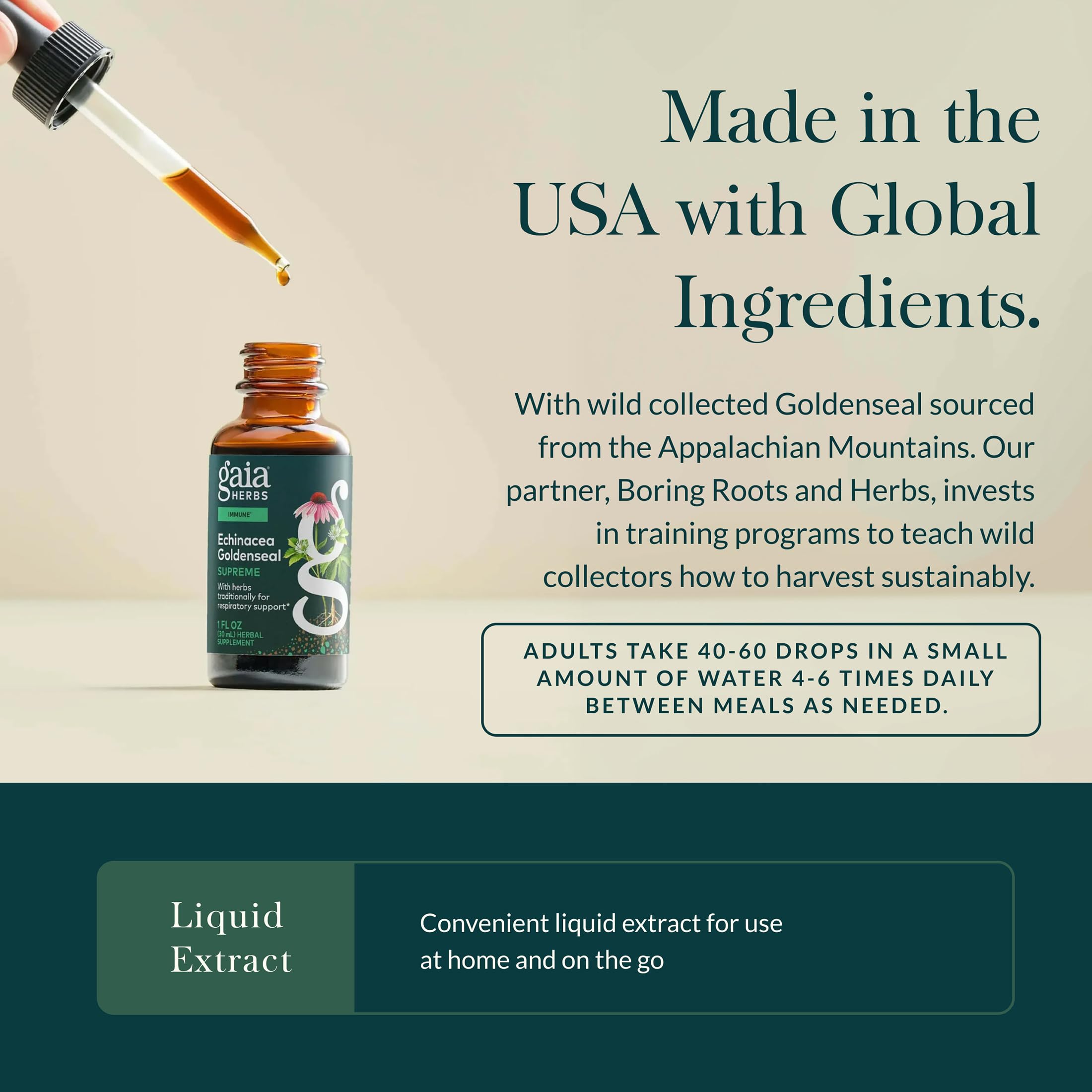 Gaia Herbs Echinacea Goldenseal Liquid Extract 77g packaging