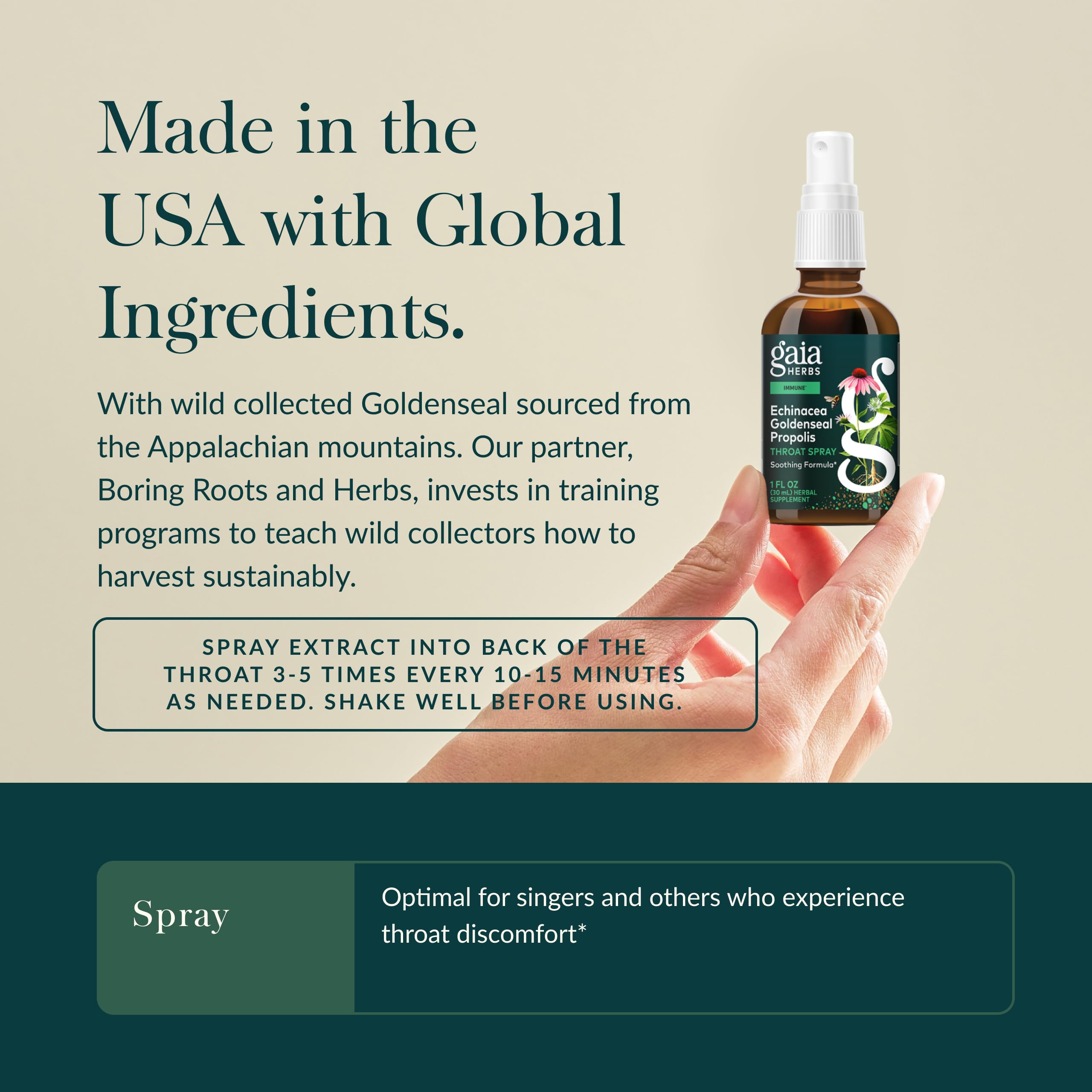 Gaia Herbs Echinacea Throat Spray 82g ingredients list