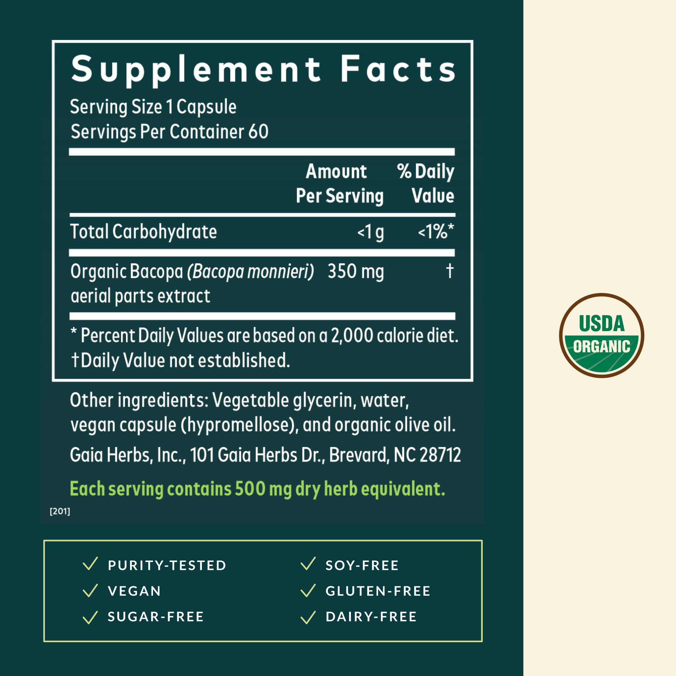 Gaia Herbs Elderberry Capsules nutritional information