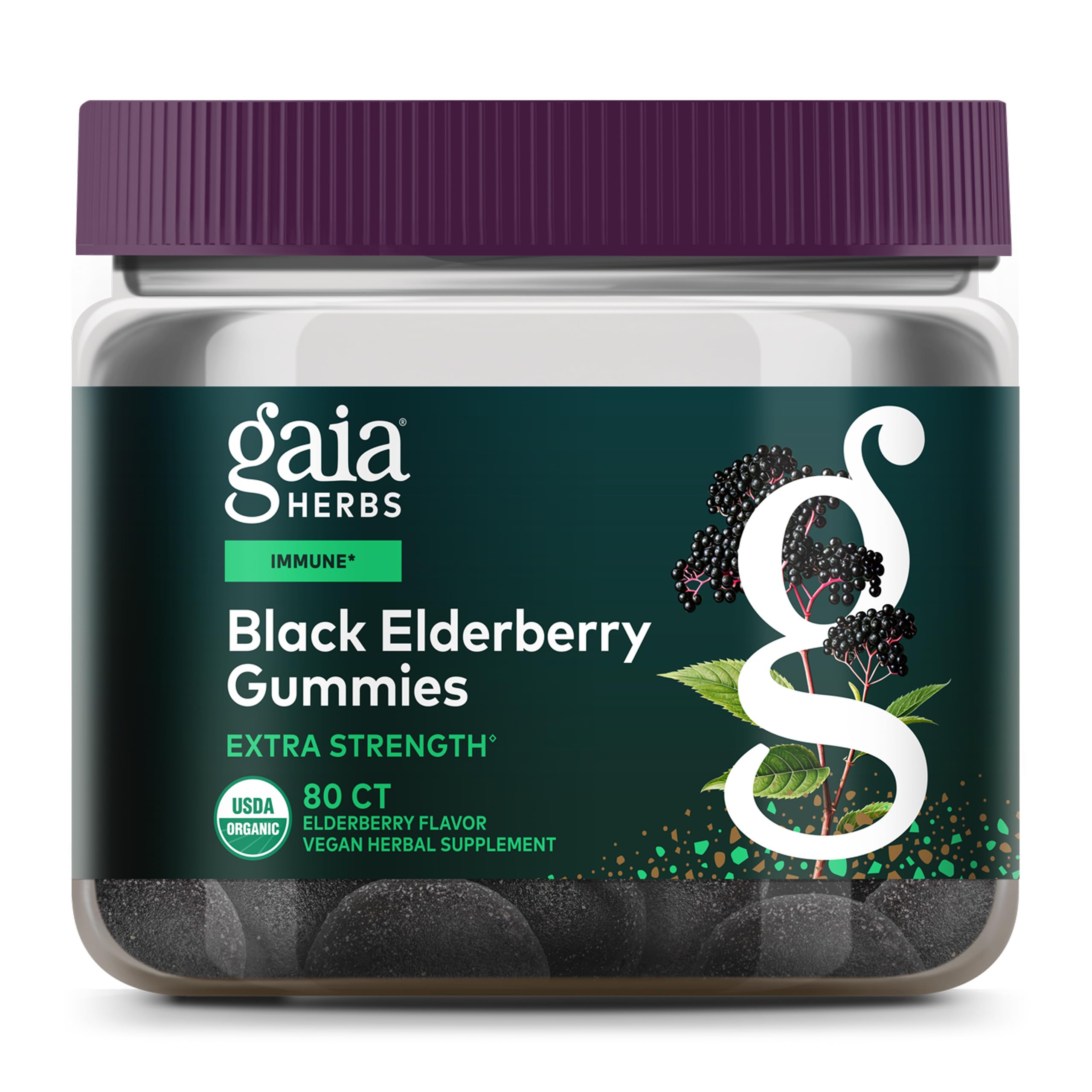Gaia Herbs Elderberry Gummies front view packaging