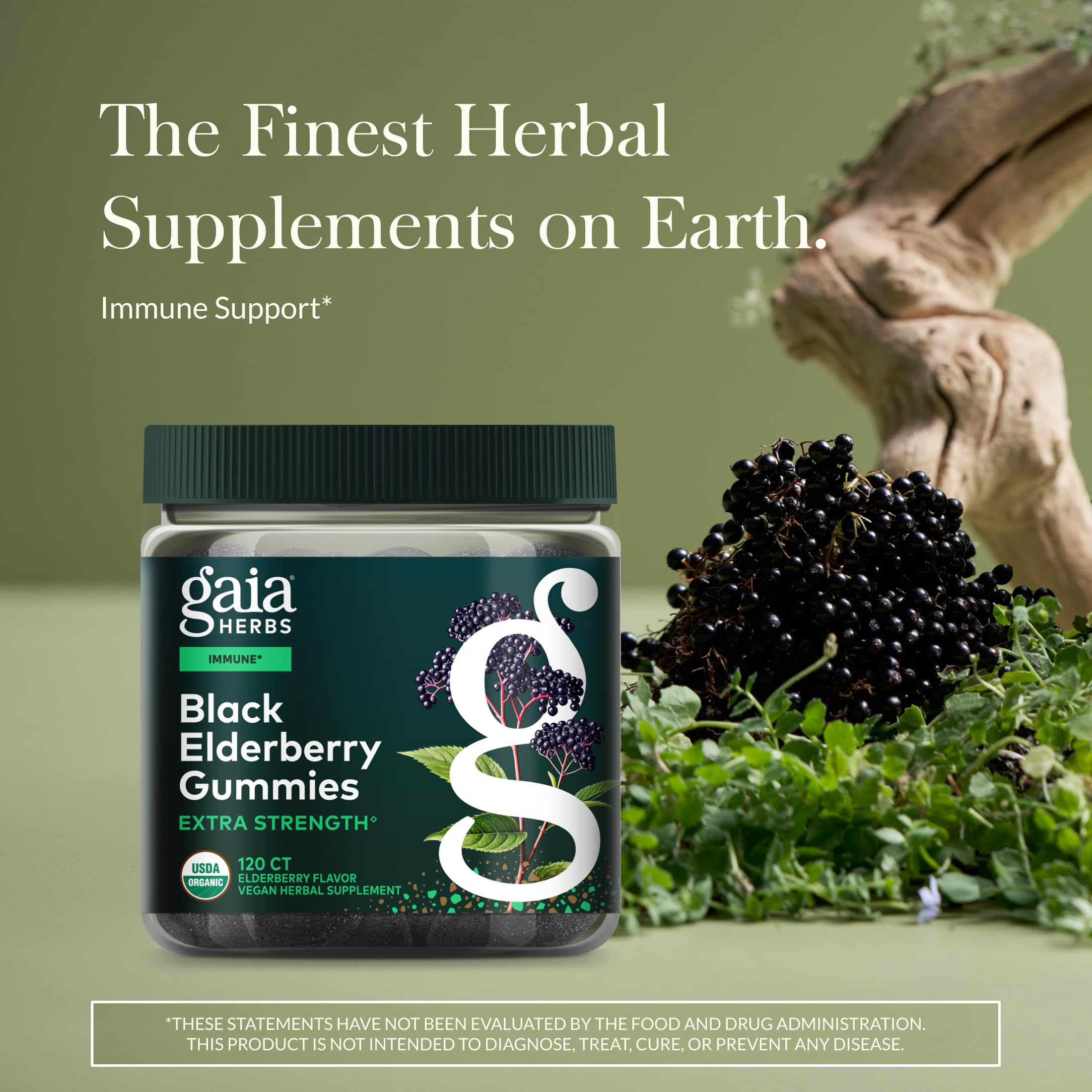 Gaia Herbs Elderberry Gummies side view showing gummy texture