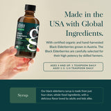 Gaia Herbs Elderberry Syrup 153g with a spoonful of syrup