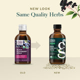 Gaia Herbs Elderberry Syrup 236g with a glass of water