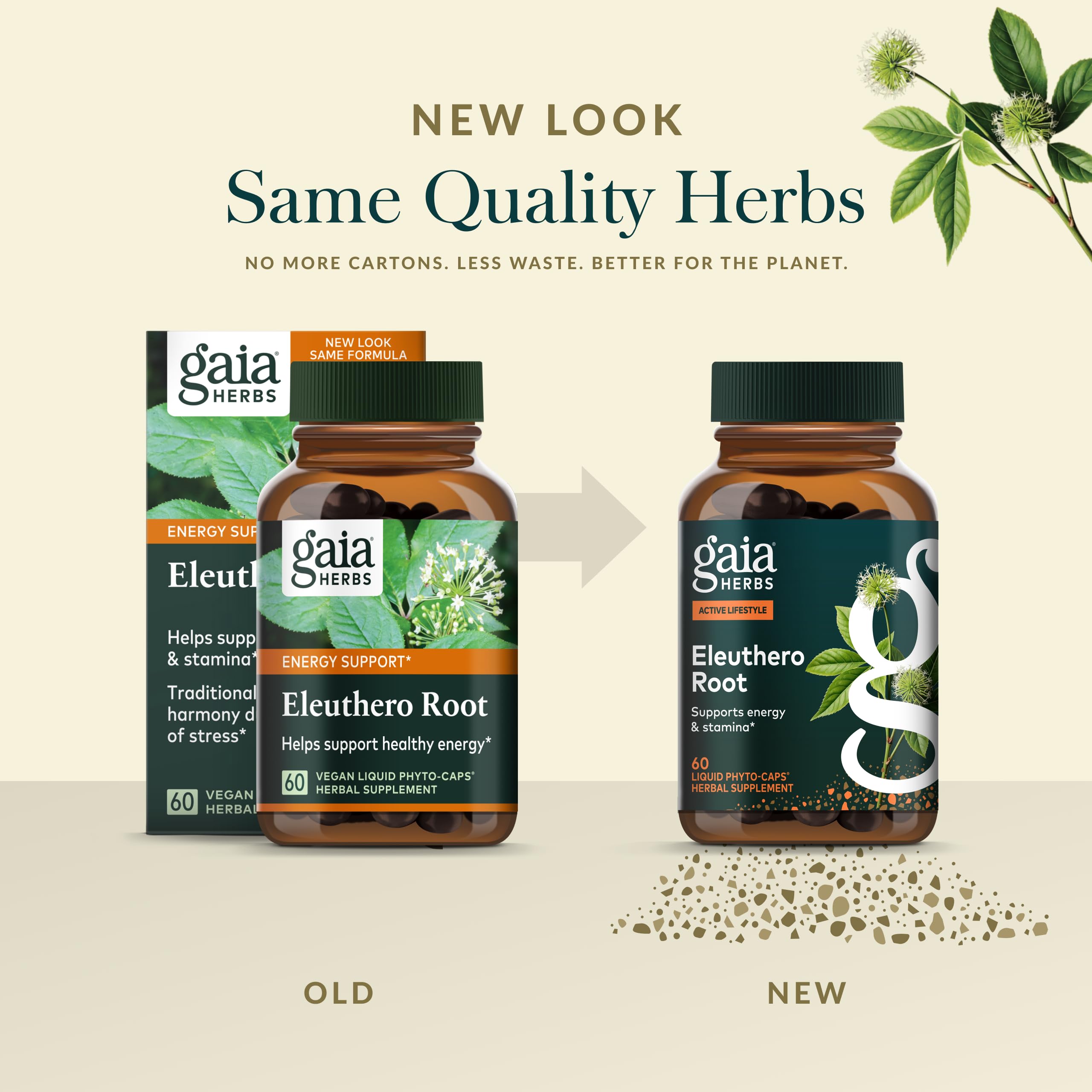 Gaia Herbs Eleuthero Root Herbal Supplement on a wooden table