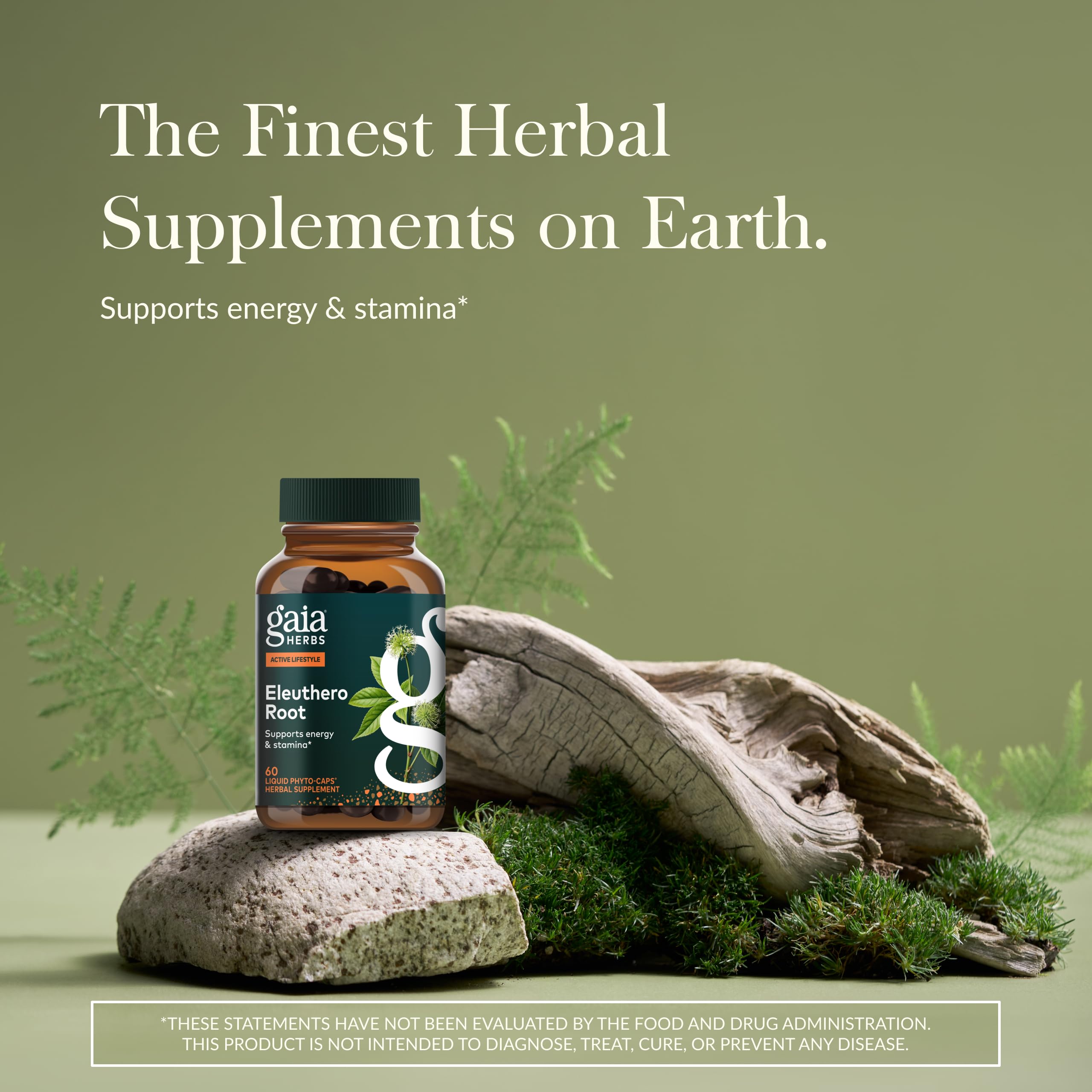 Gaia Herbs Eleuthero Root Herbal Supplement side view