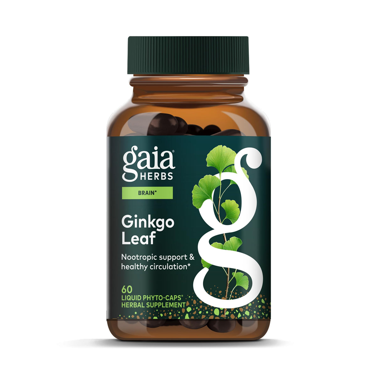 Gaia Herbs Ginkgo Biloba Capsules 1430mg front view