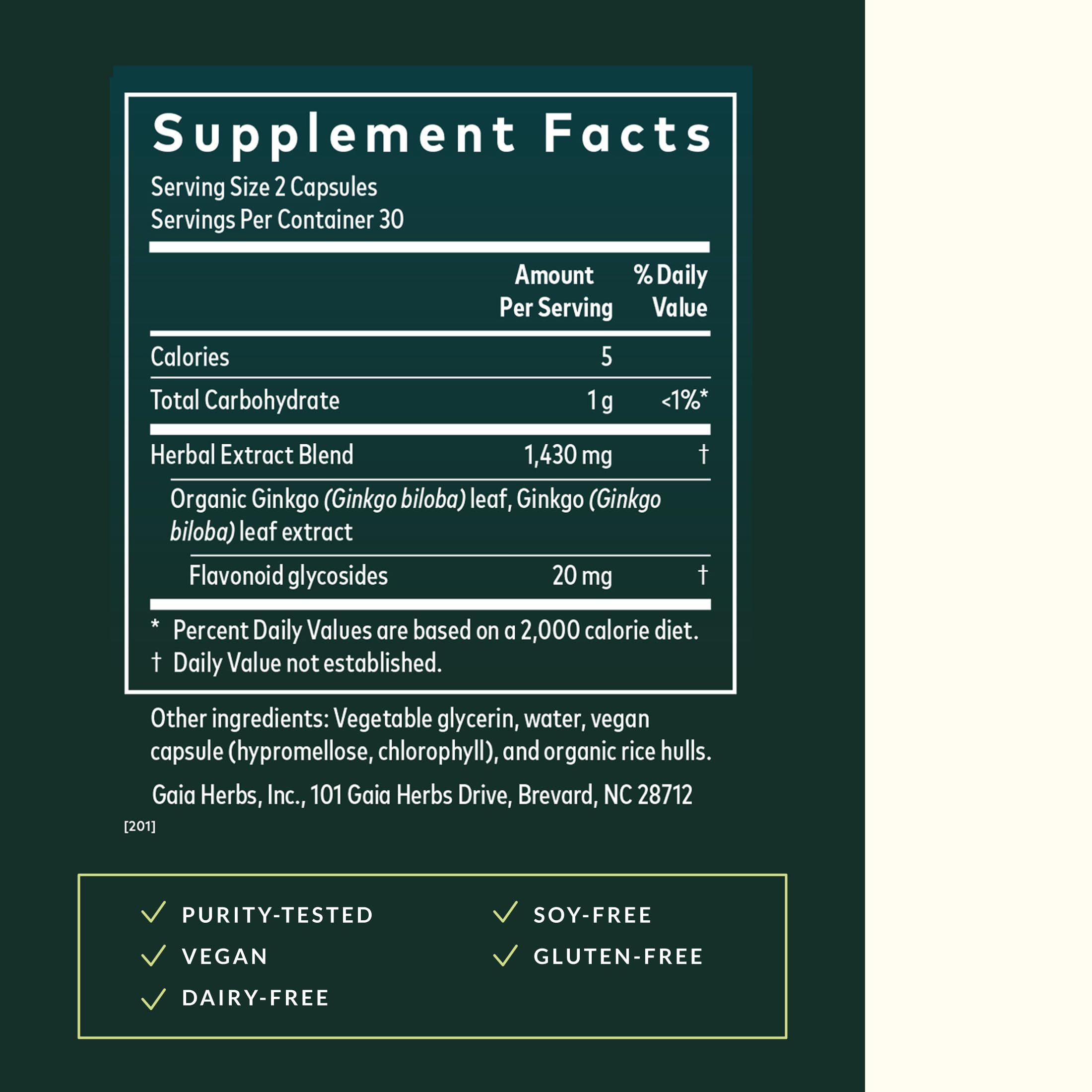 Gaia Herbs Ginkgo Biloba Capsules opened bottle