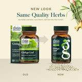 Gaia Herbs Ginkgo Biloba Capsules with herbal background