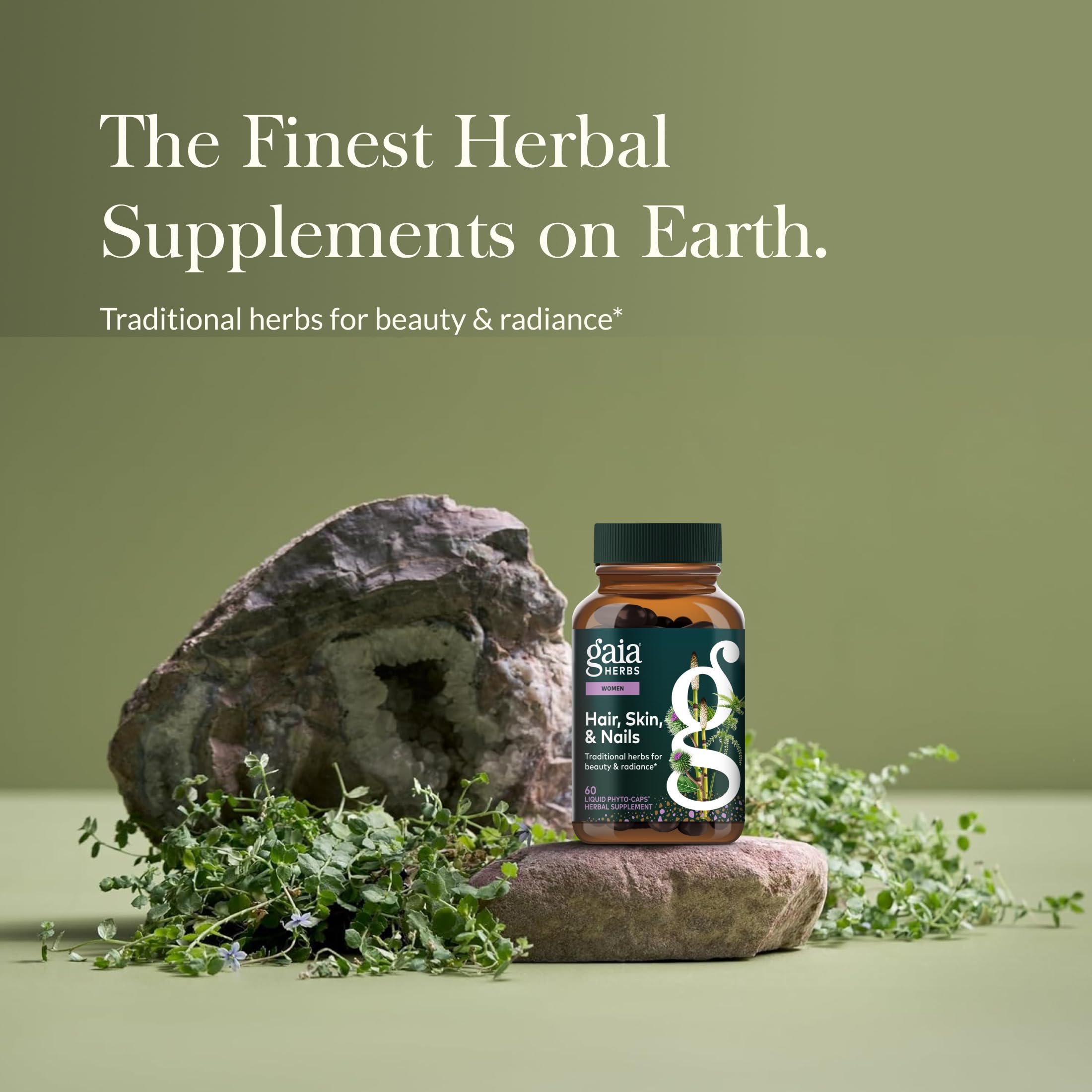 Gaia Herbs Gotu Kola Herbal Beauty Capsules side view