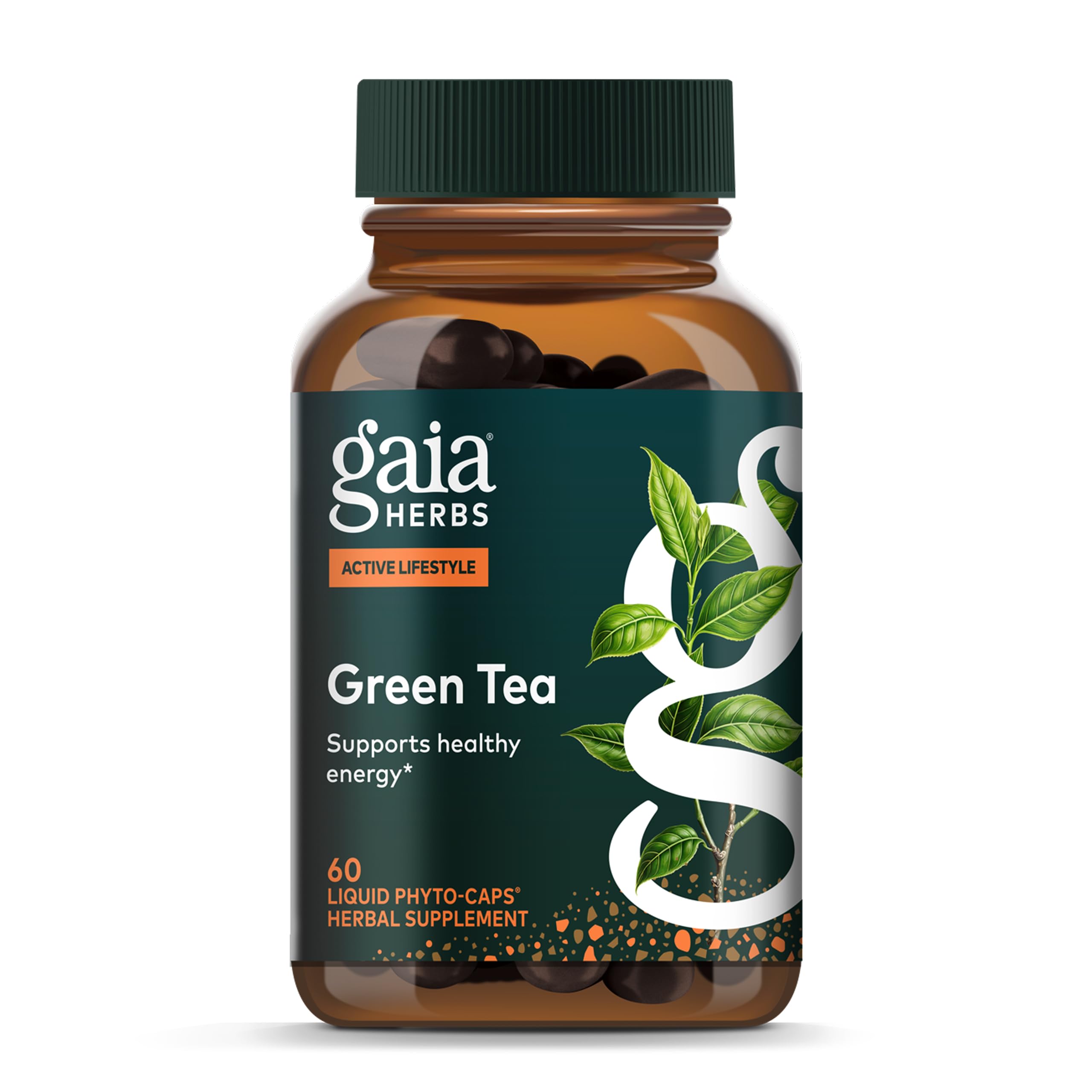 Gaia Herbs Green Tea Supplement 696mg front view