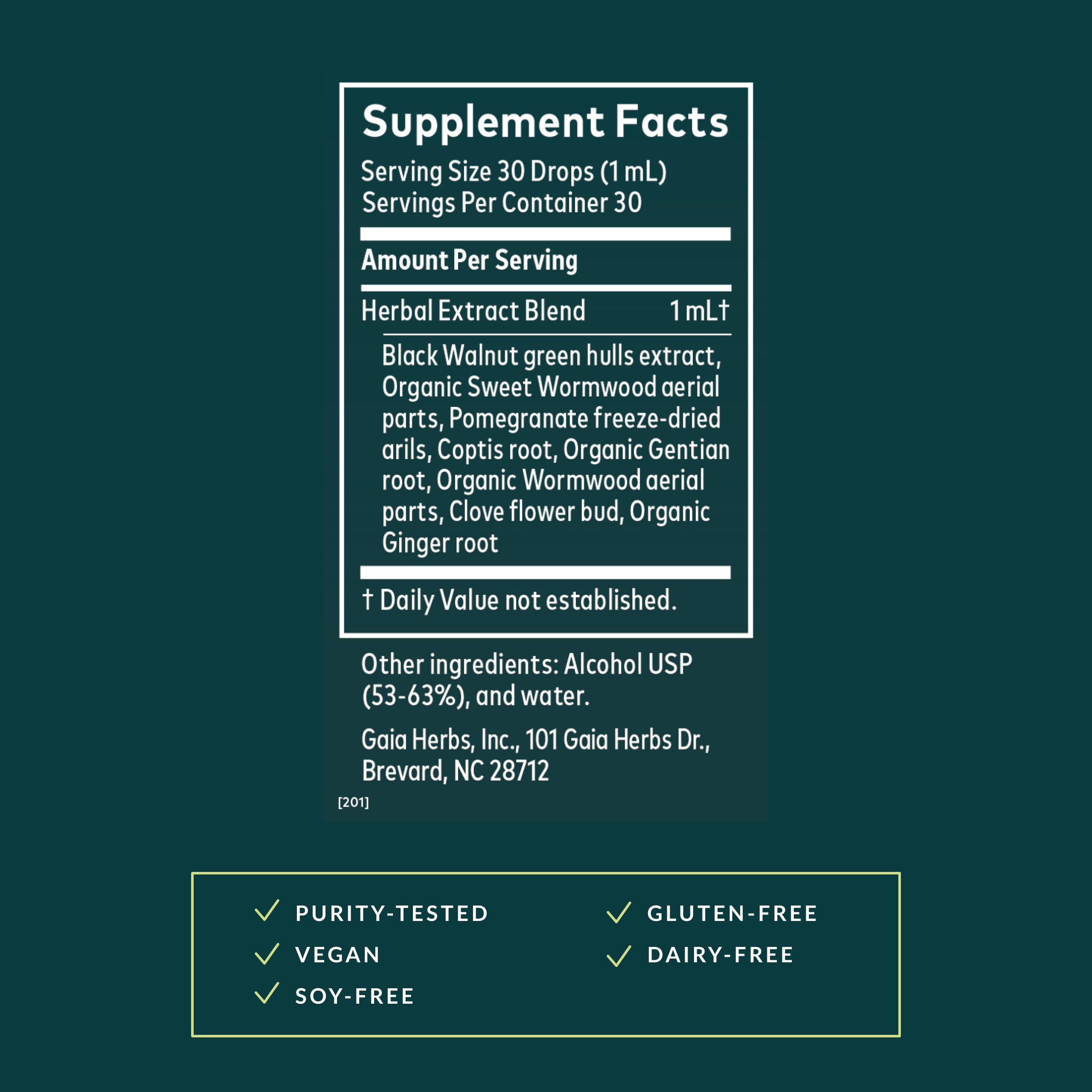 Gaia Herbs Herbal Supplement ingredients list