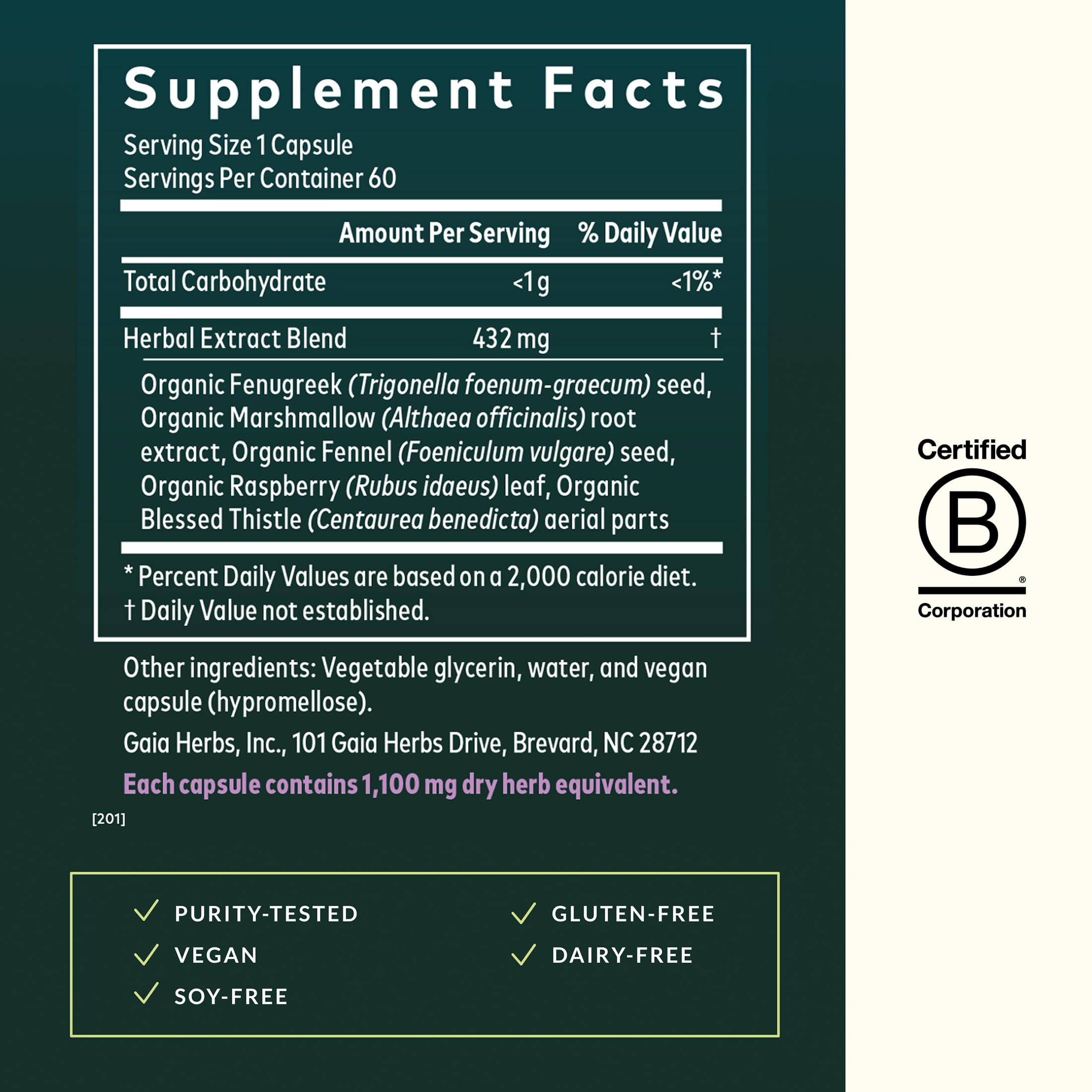 Gaia Herbs Lactation Support Supplement capsules close-up