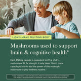 Gaia Herbs Lion's Mane Mushroom Supplement 450mg with organic ingredients