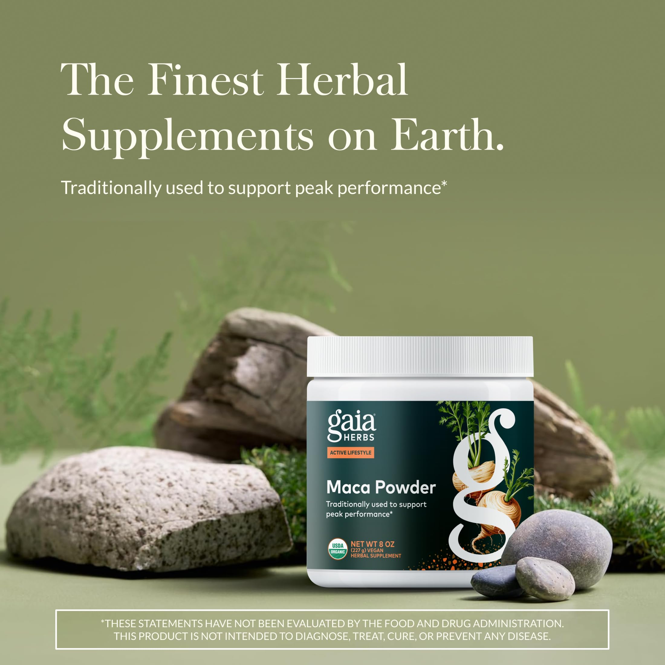 Gaia Herbs Maca Powder 227g back view showing nutritional information