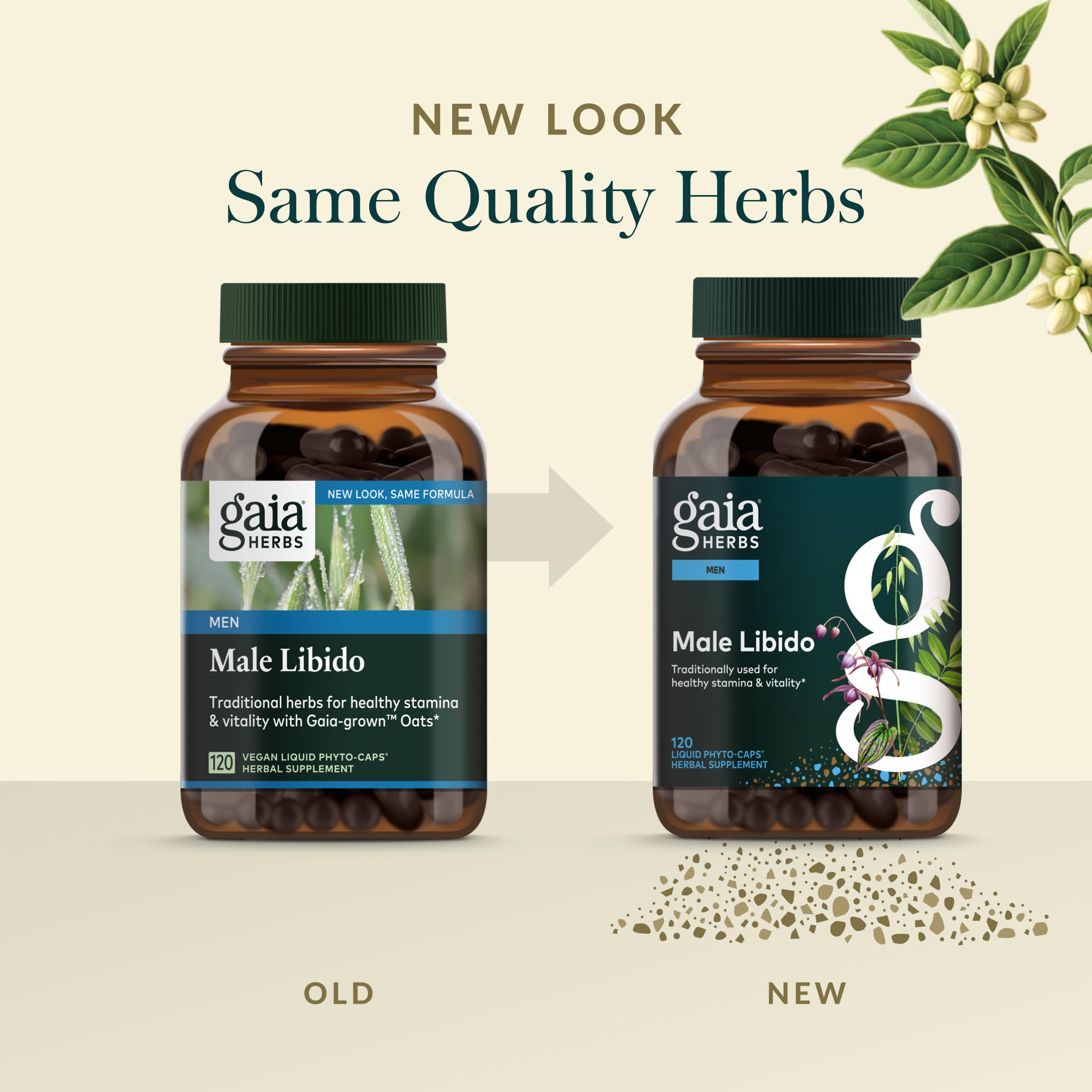 Gaia Herbs Male Libido Supplement on a wooden table