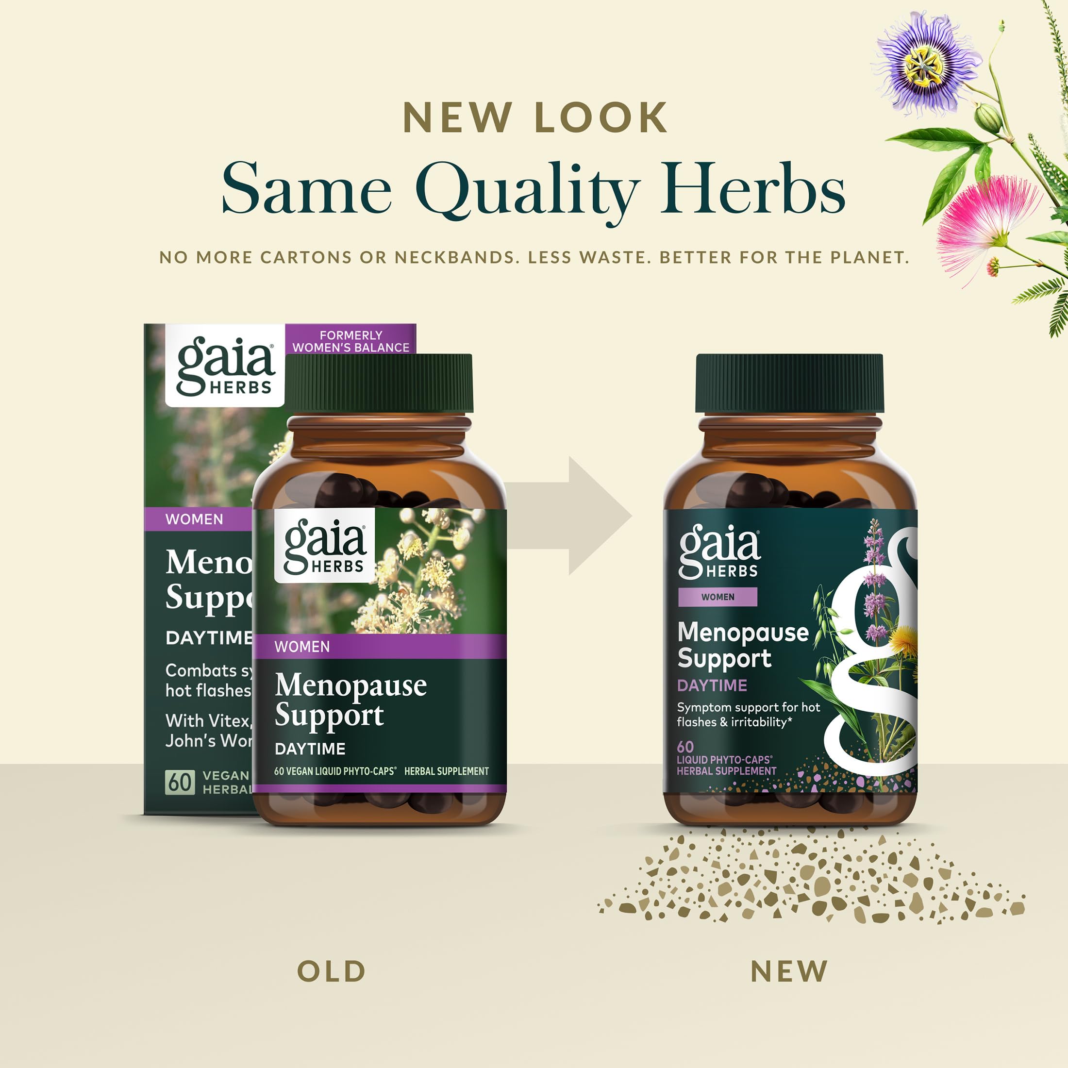 Gaia Herbs Menopause Support Daytime 177g supplement bottle
