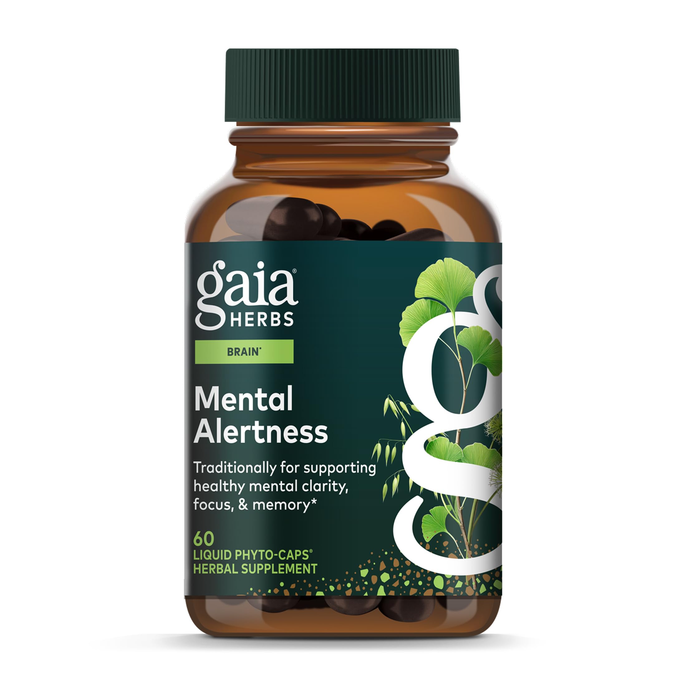 Gaia Herbs Mental Alertness Ginkgo Biloba Supplement front view