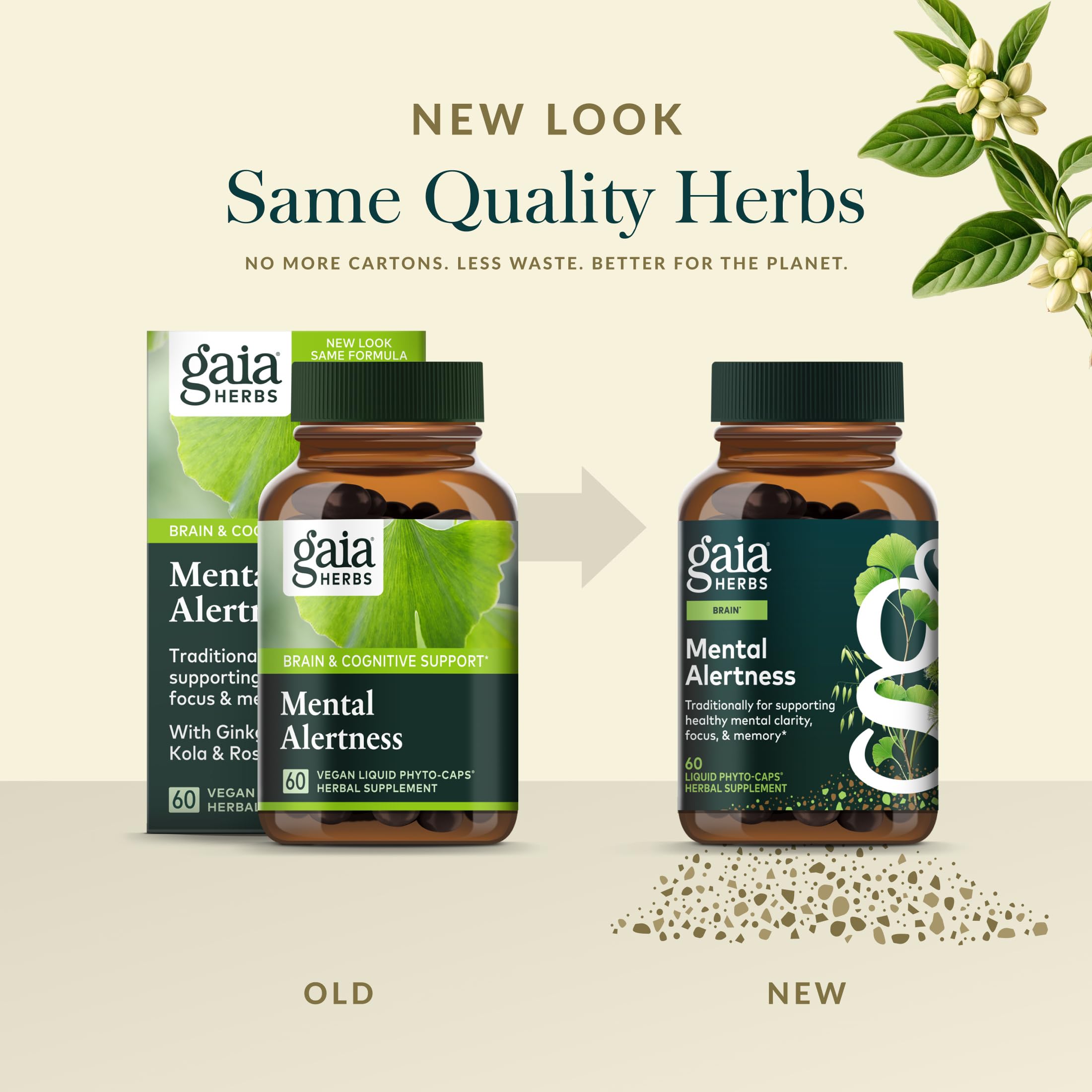 Gaia Herbs Mental Alertness Ginkgo Biloba Supplement on a wooden table