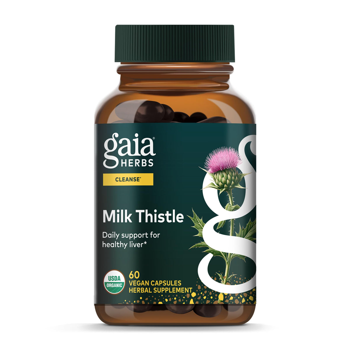 Gaia Herbs Milk Thistle supplement bottle front view