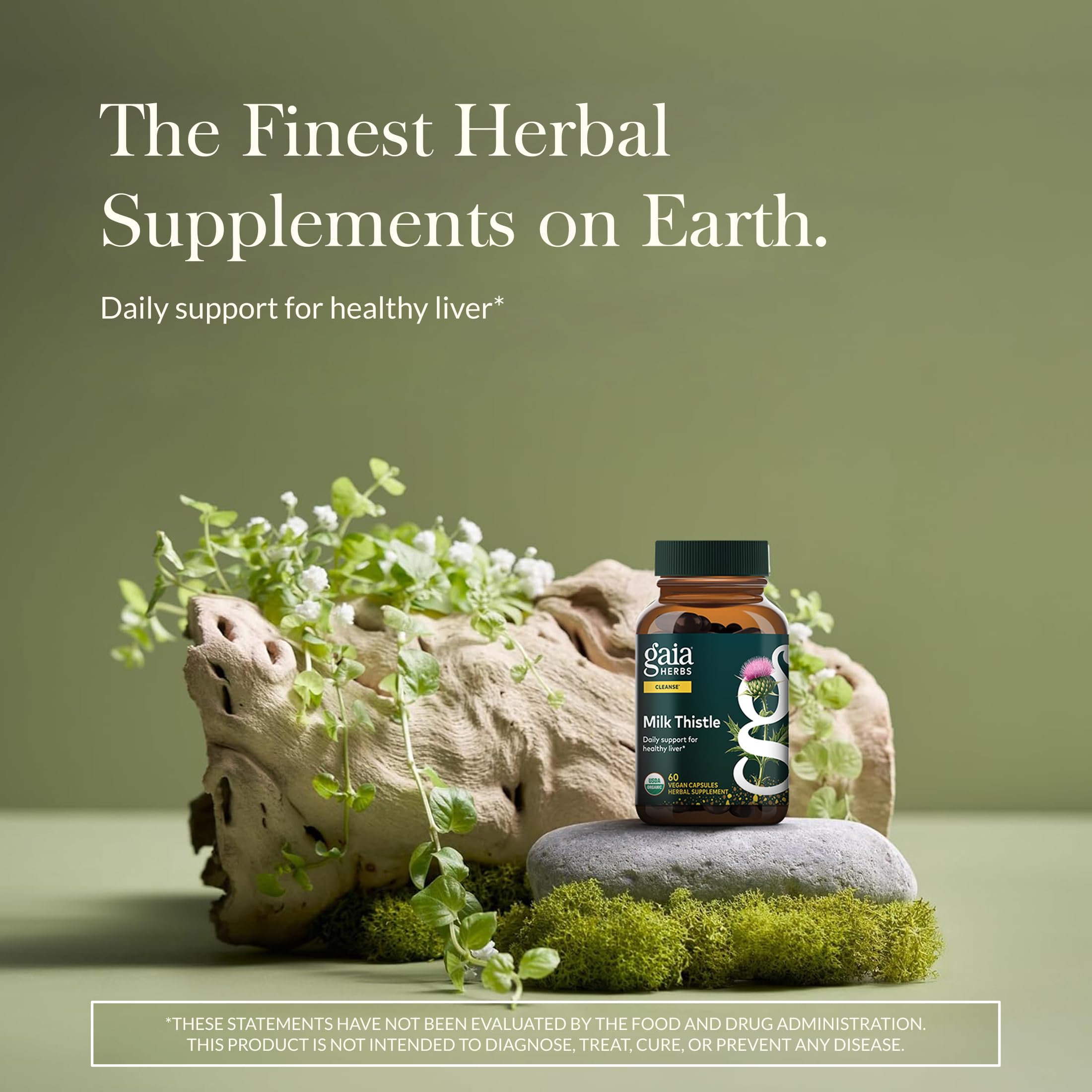 Gaia Herbs Milk Thistle supplement capsules close-up