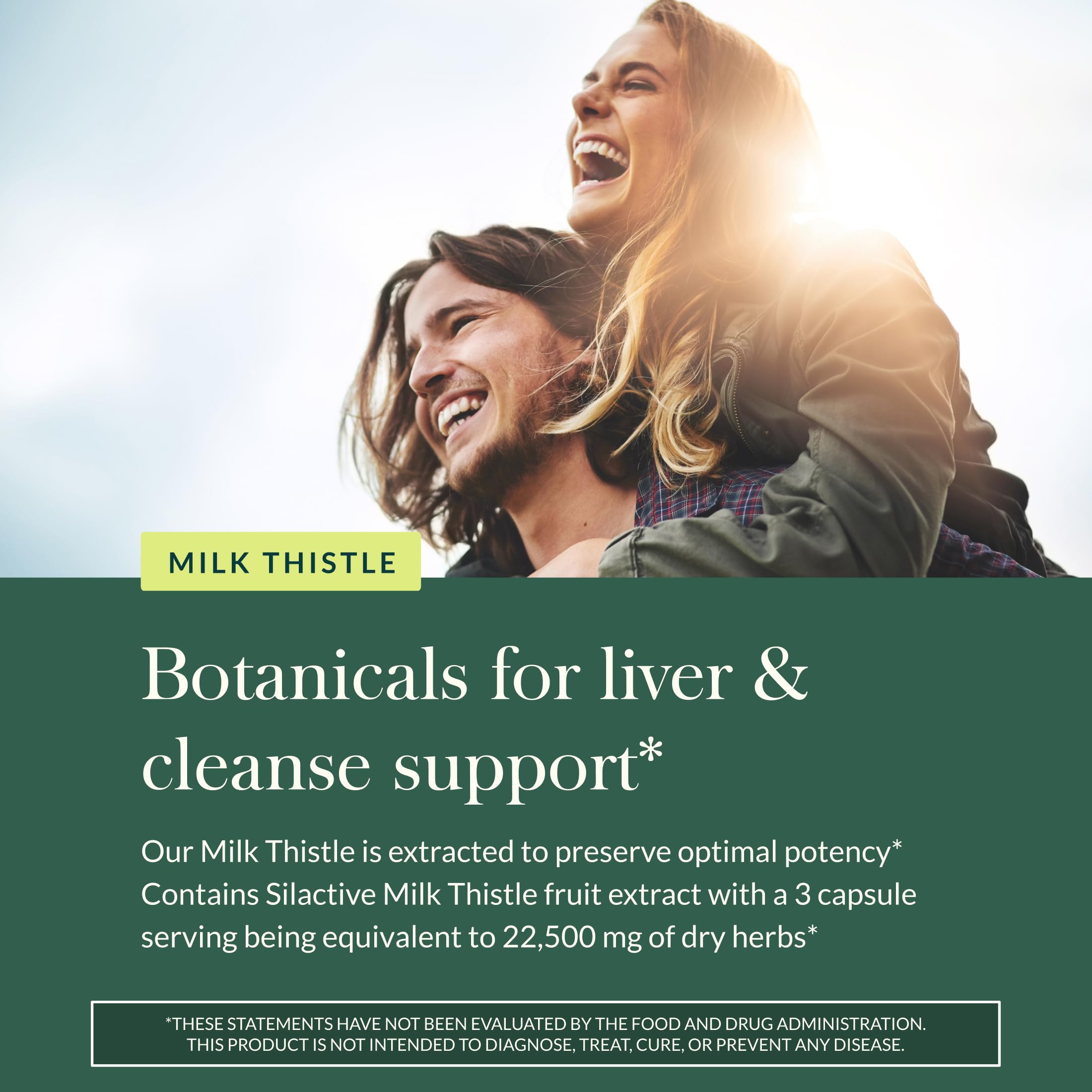 Gaia Herbs Milk Thistle supplement capsules in a hand