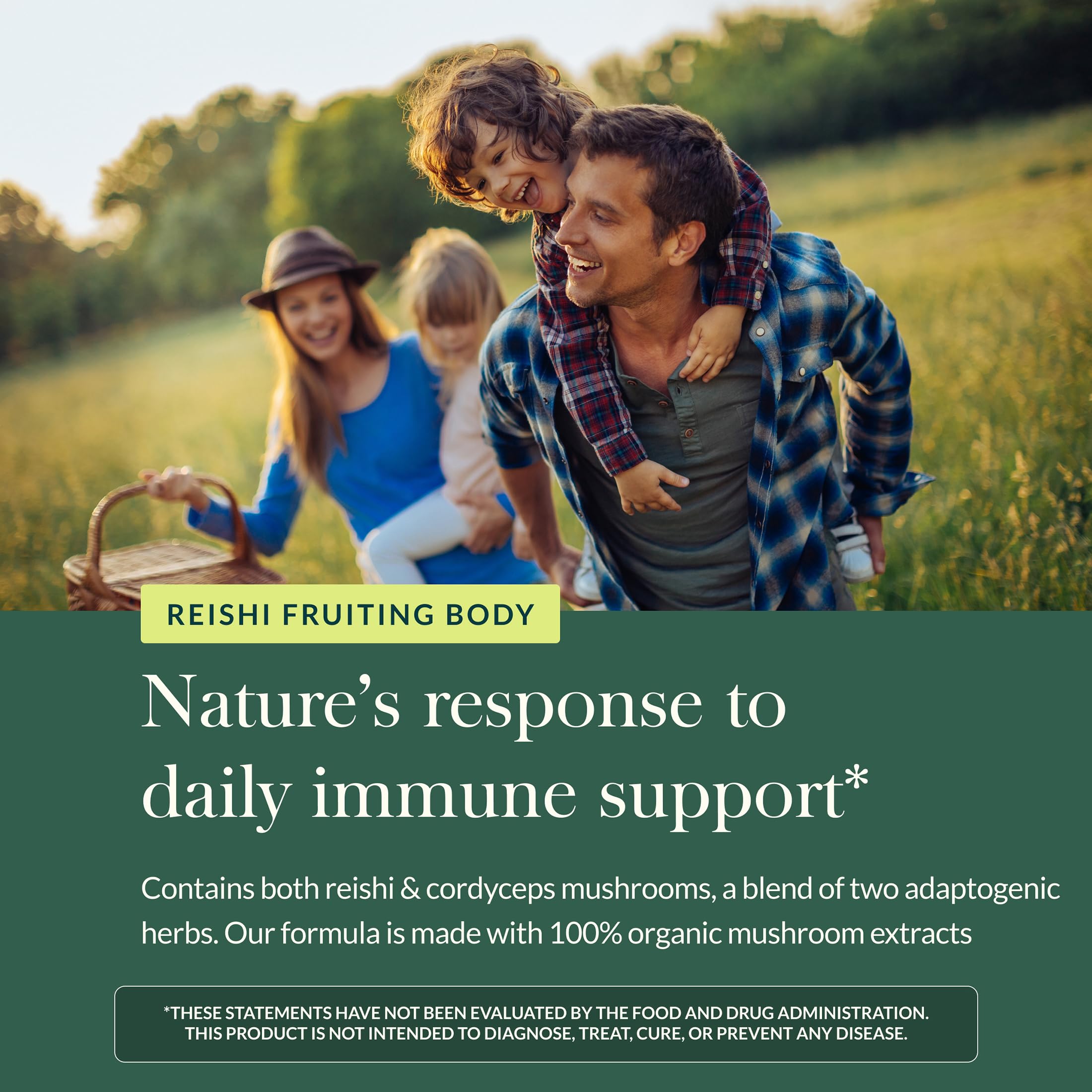 Gaia Herbs Mushroom Supplement back view with nutritional information