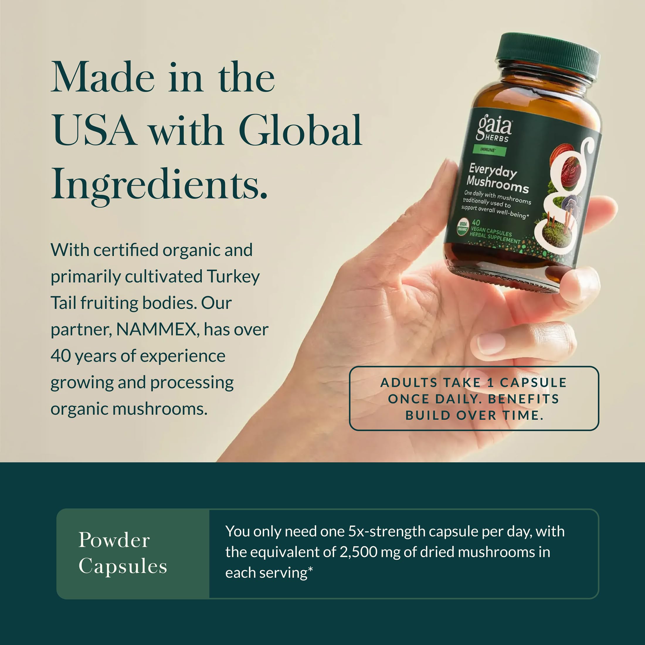 Gaia Herbs Mushroom Supplement Capsules ingredients list