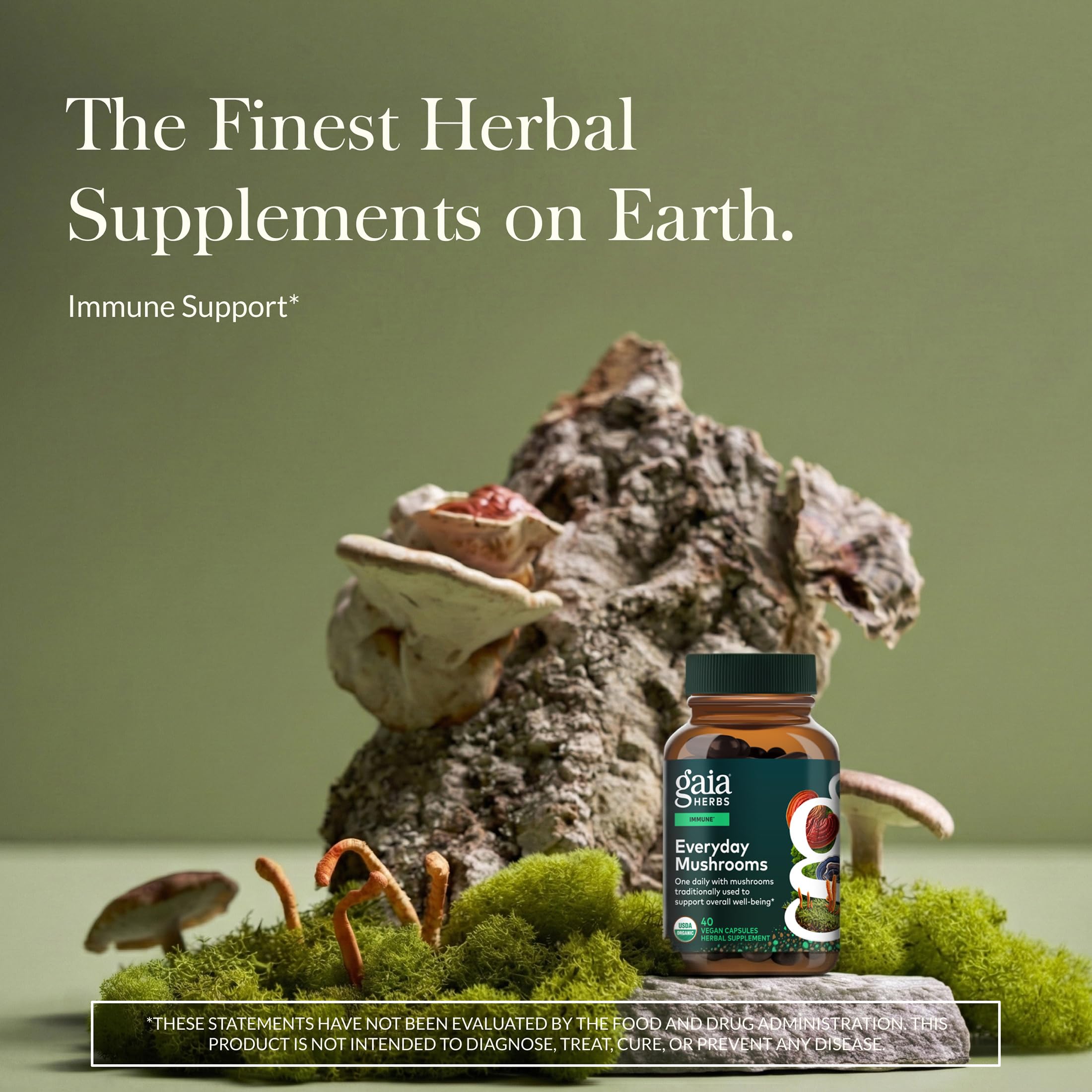 Gaia Herbs Mushroom Supplement Capsules side view