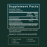 Gaia Herbs Nettle Leaf Capsules open bottle with capsules