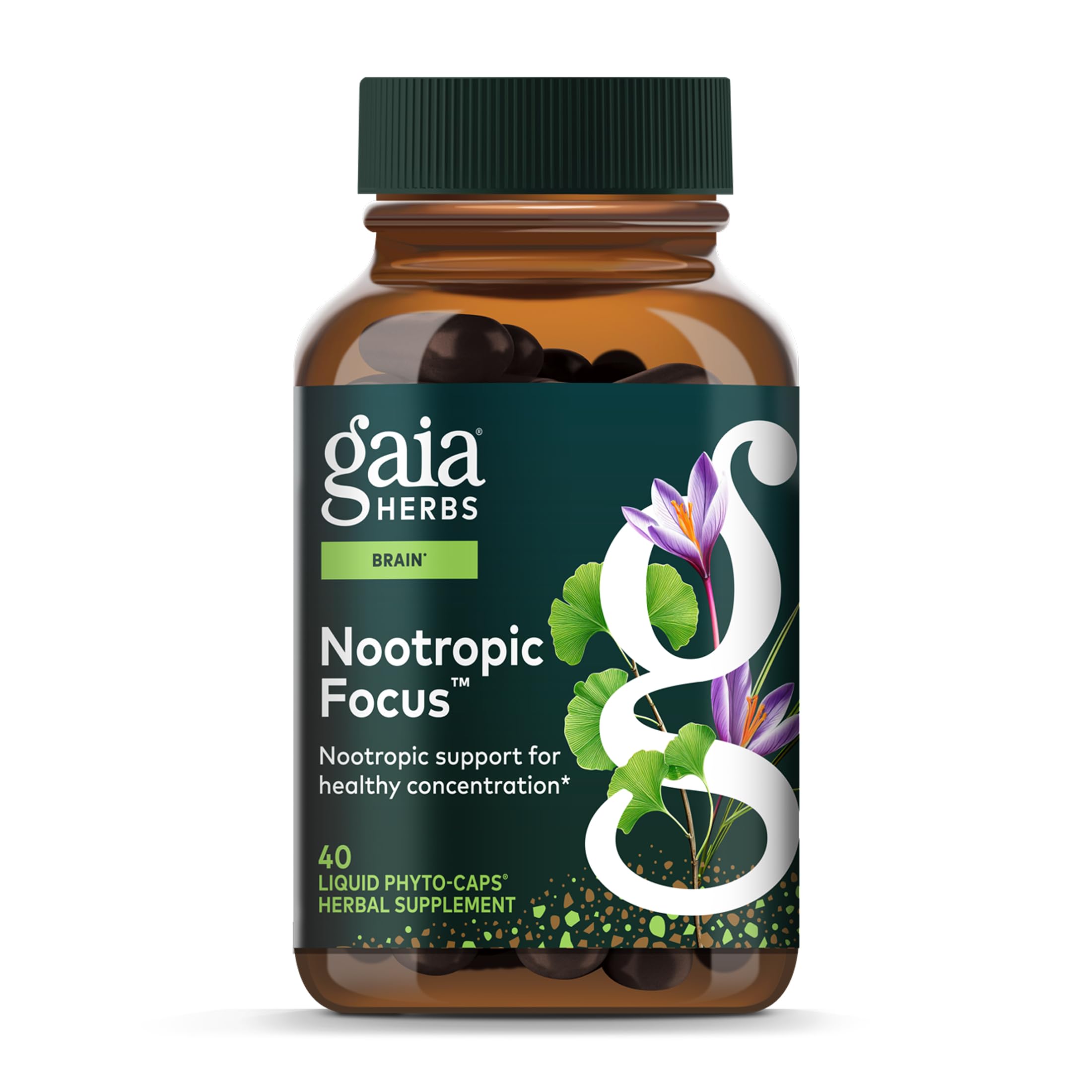 Gaia Herbs Nootropic Focus herbal supplement front view