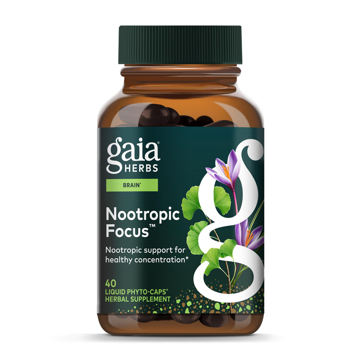 Gaia Herbs Nootropic Focus herbal supplement front view