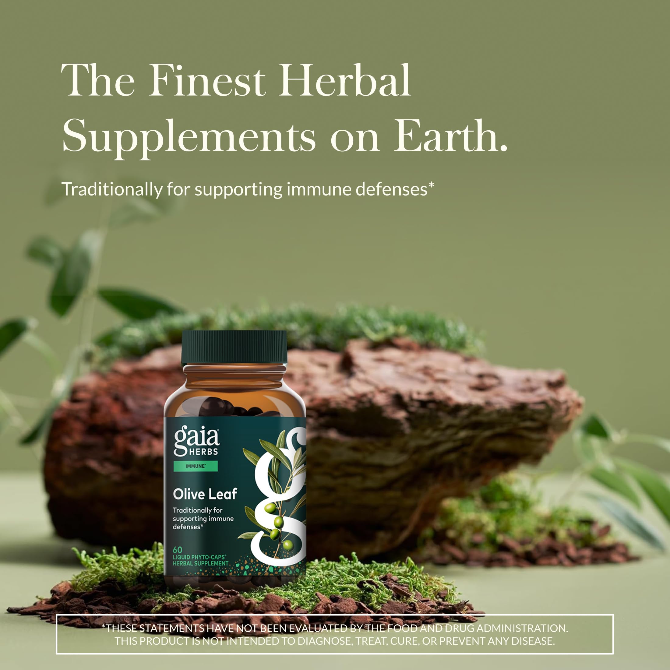 Gaia Herbs Olive Leaf Extract bottle side view