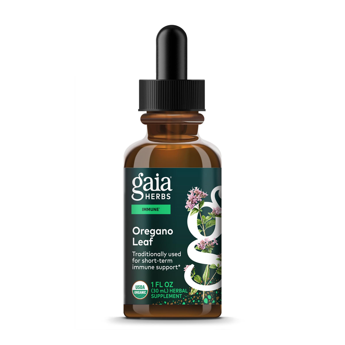 Gaia Herbs Oregano Leaf Liquid Supplement bottle front view