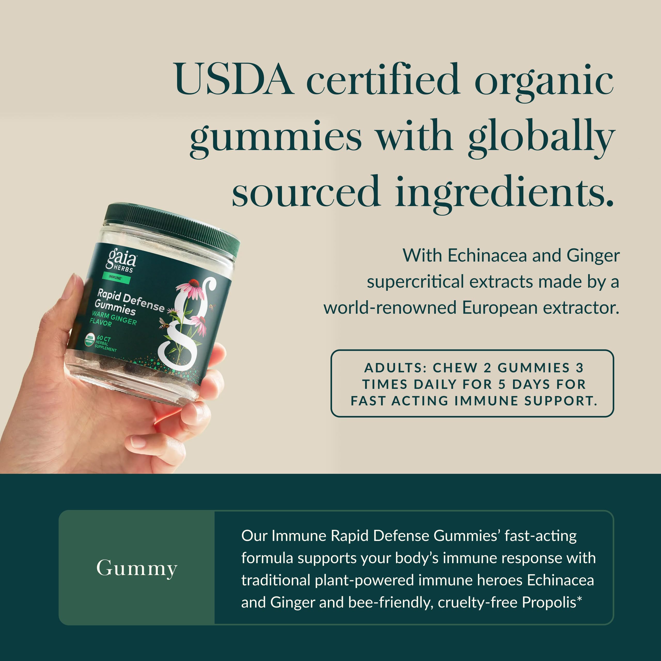 Gaia Herbs Organic Ginger Gummies with organic fruit juice concentrates