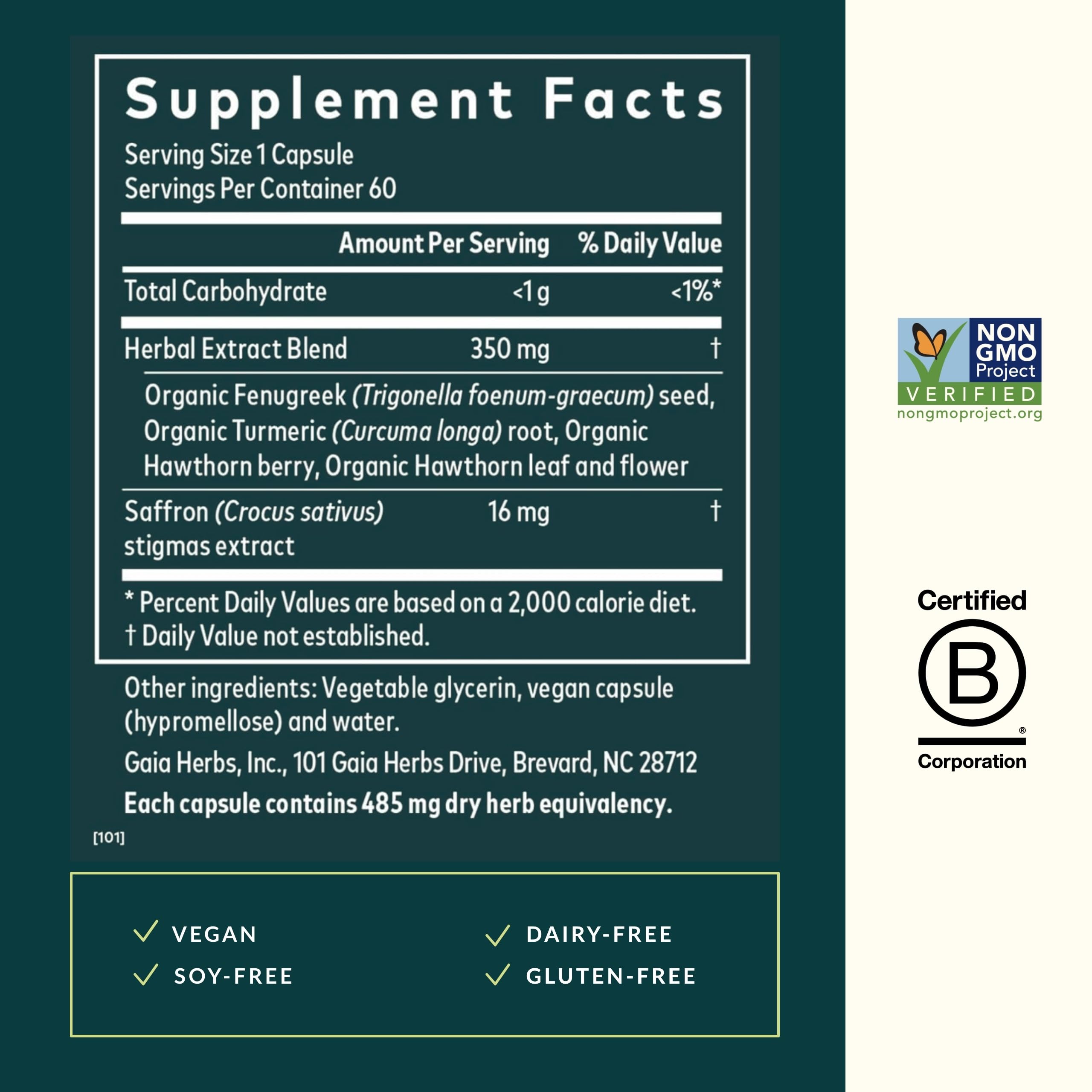 Gaia Herbs Period Cycle Serenity supplement ingredients list