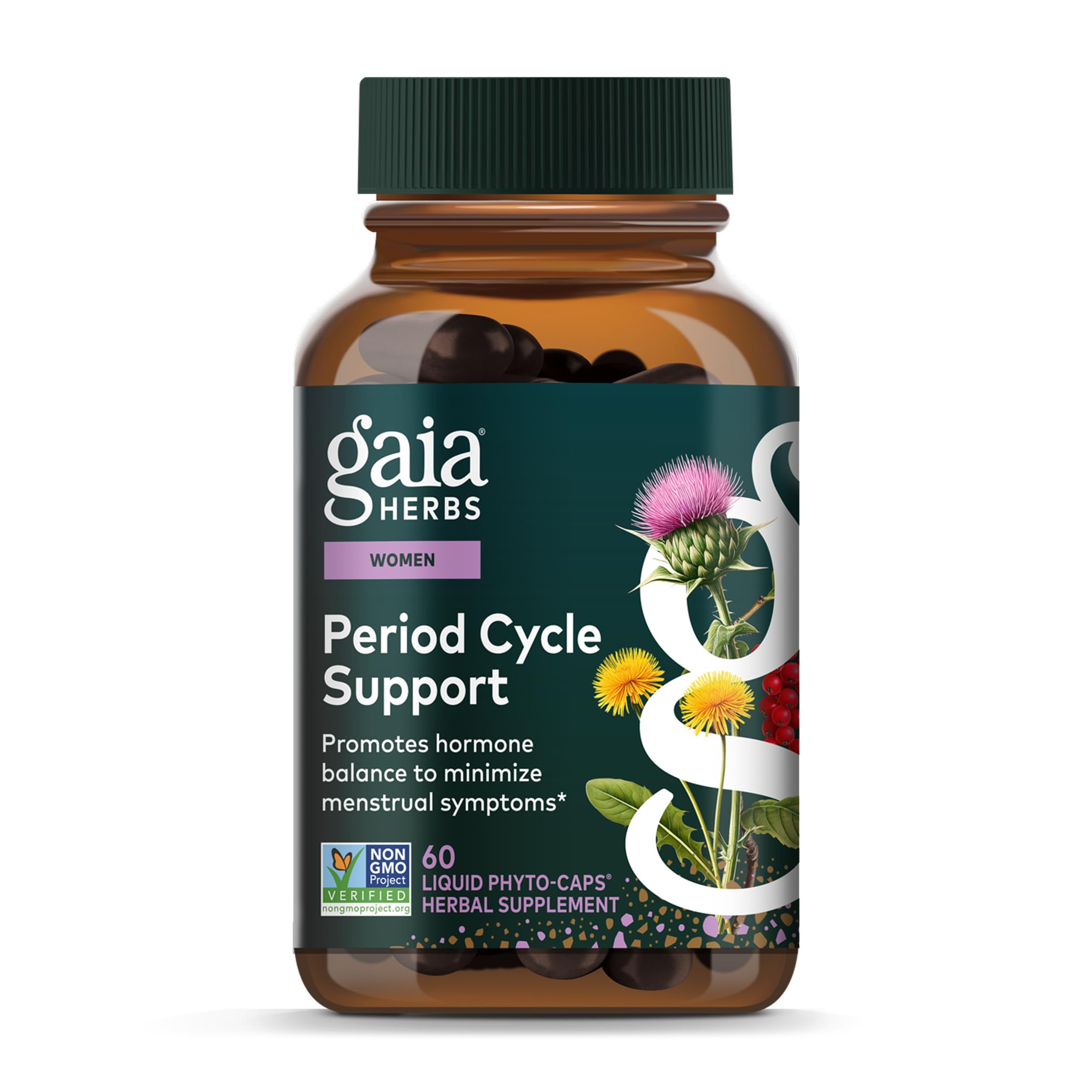 Gaia Herbs Period Cycle Support front view with product label