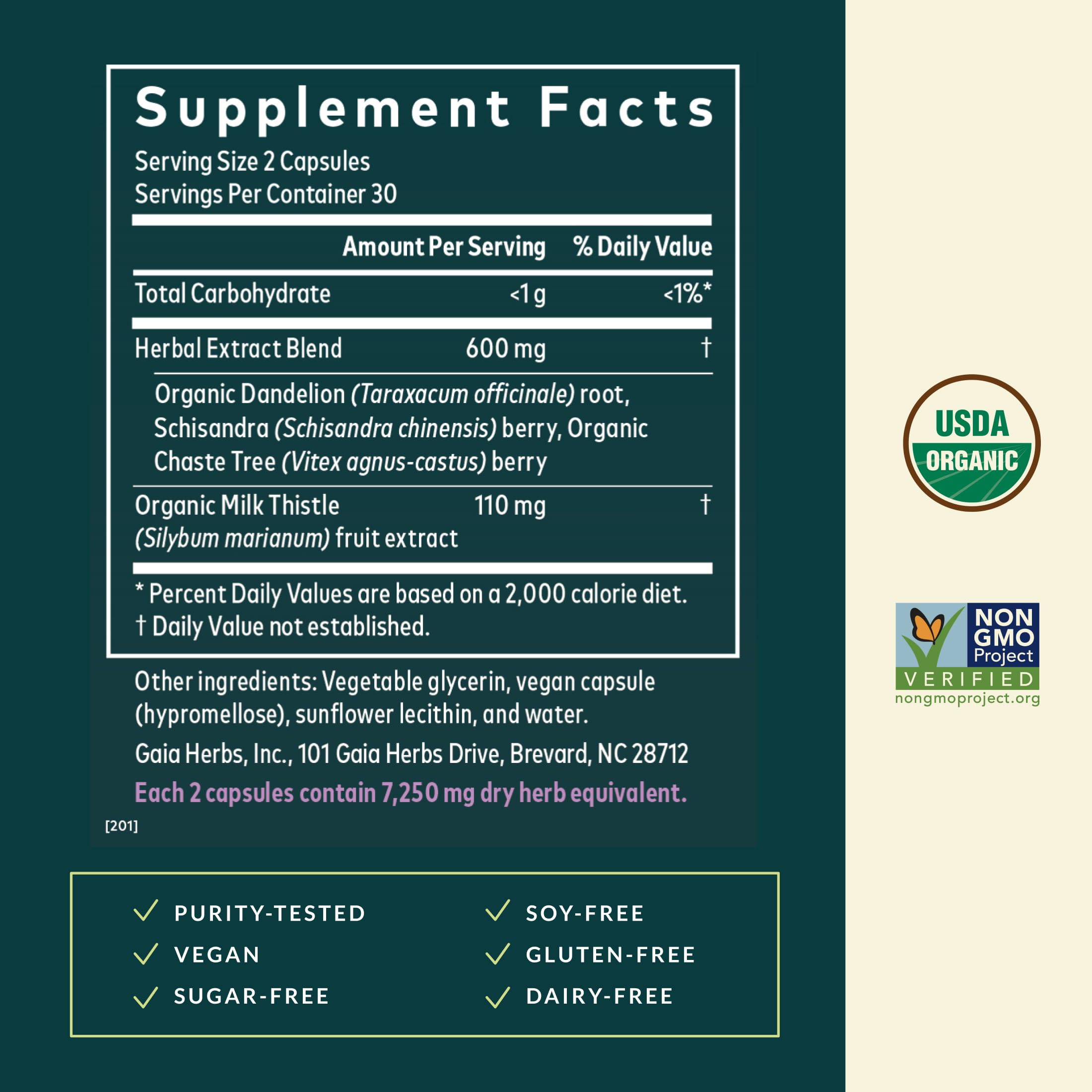 Gaia Herbs Period Cycle Support side view highlighting capsule