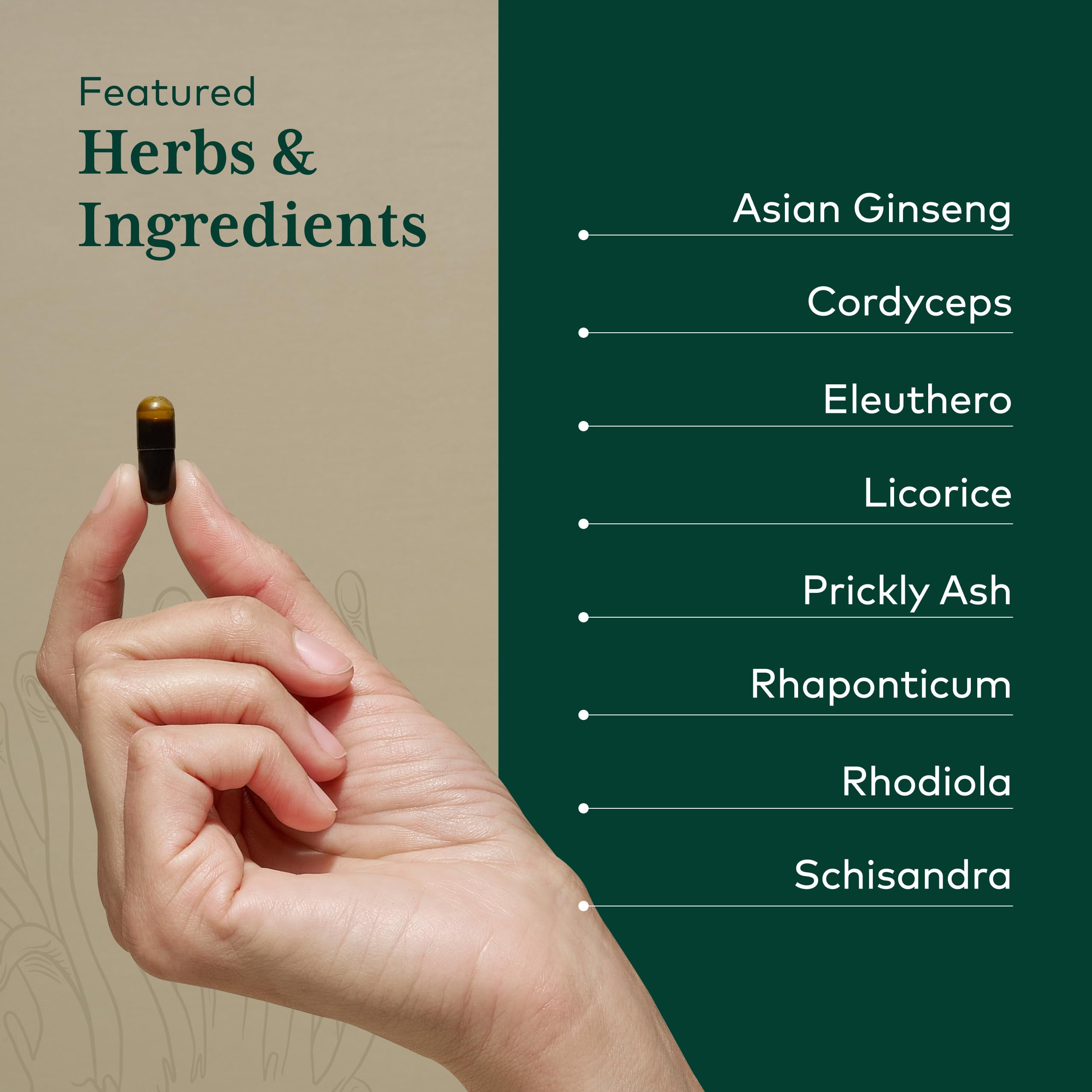 Gaia Herbs PRO Adrenal Health Supplement ingredients list